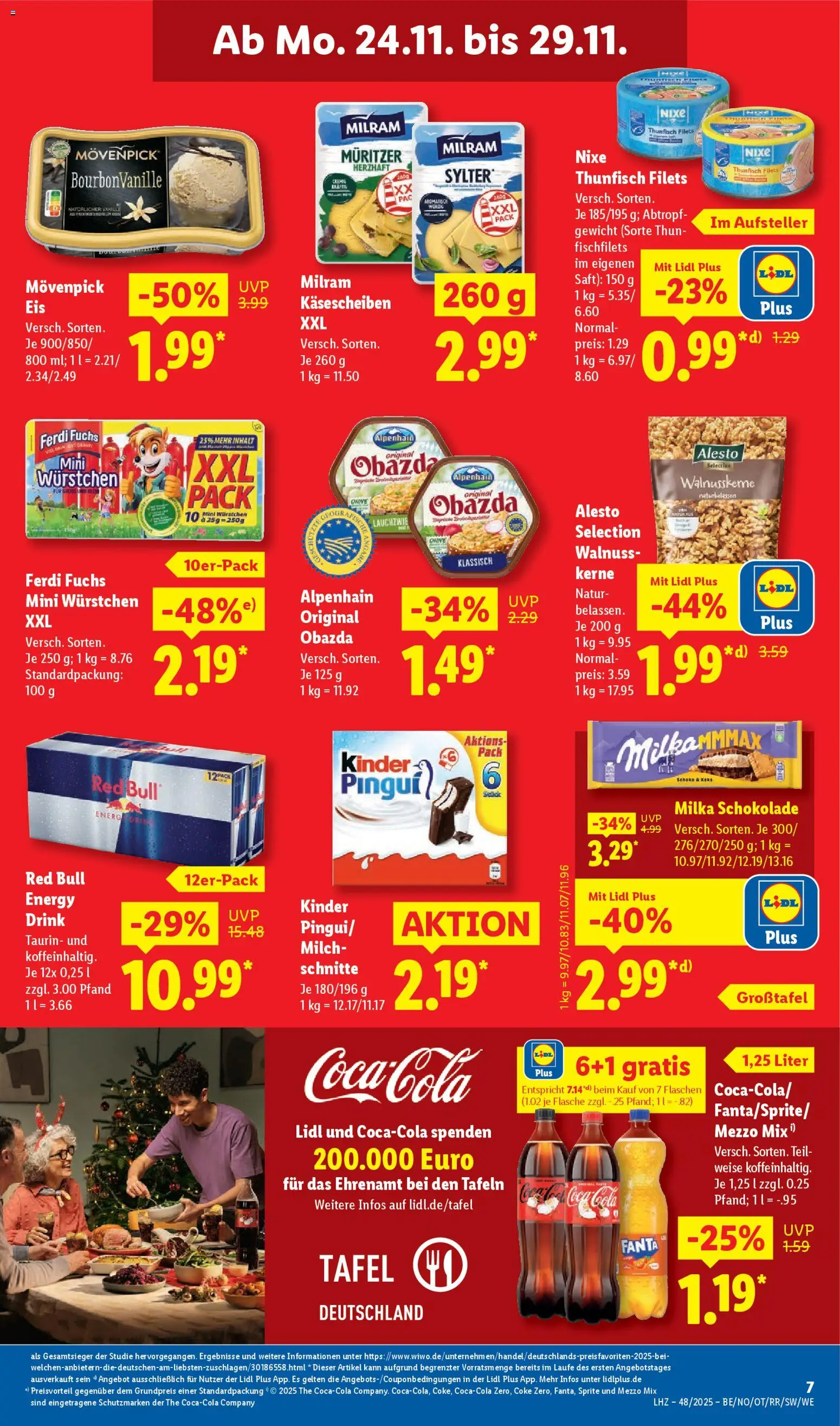 Lidl Prospekt Kornwestheim – gültig ab 24.11.2025 | Seite: 9 | Produkte: Coca cola, Milka schokolade, Milka, Milram