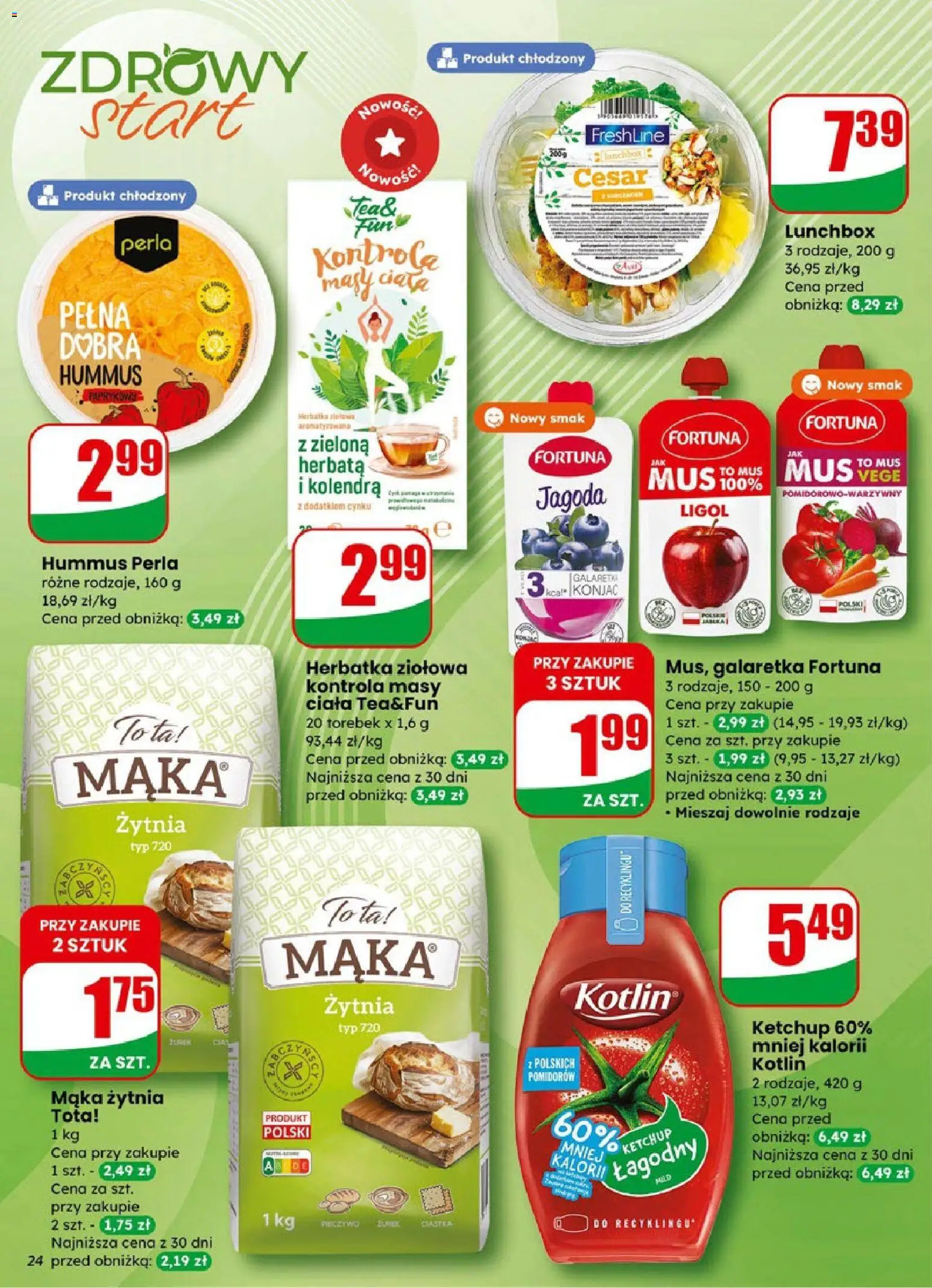 Dino Gazetka od 07.01.2026 | Strona: 24 | Produkty: Mąka żytnia, Galaretka, Hummus, Herbata