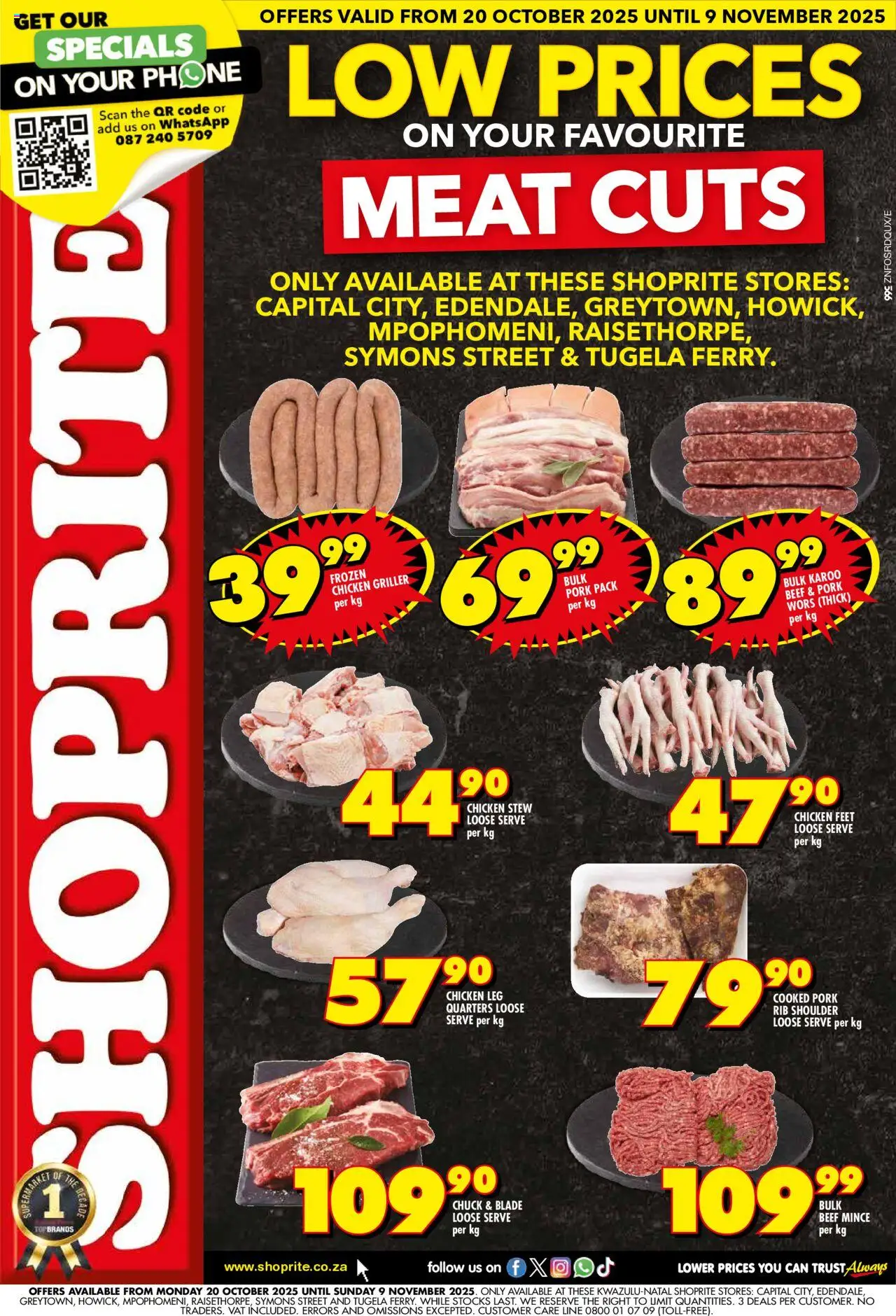 New Shoprite catalogue – valid from 20.10.2025 | Page: 1 | Products: Phone, Chicken, Beef, Griller