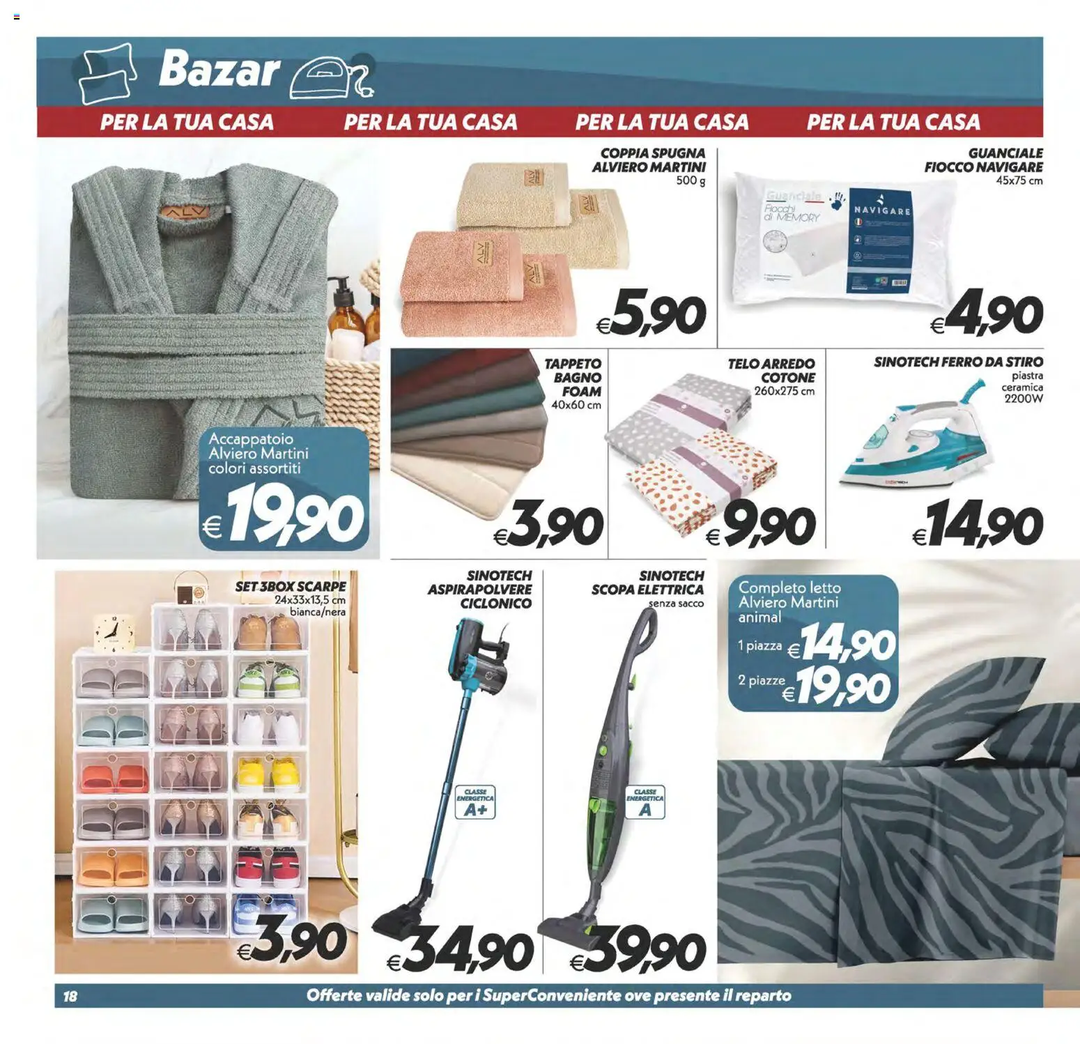 Volantino SuperConveniente del 24.02.2026 | Pagina: 18 | Prodotti: Aspirapolvere, Ferro da stiro, Bagno, Tappeto