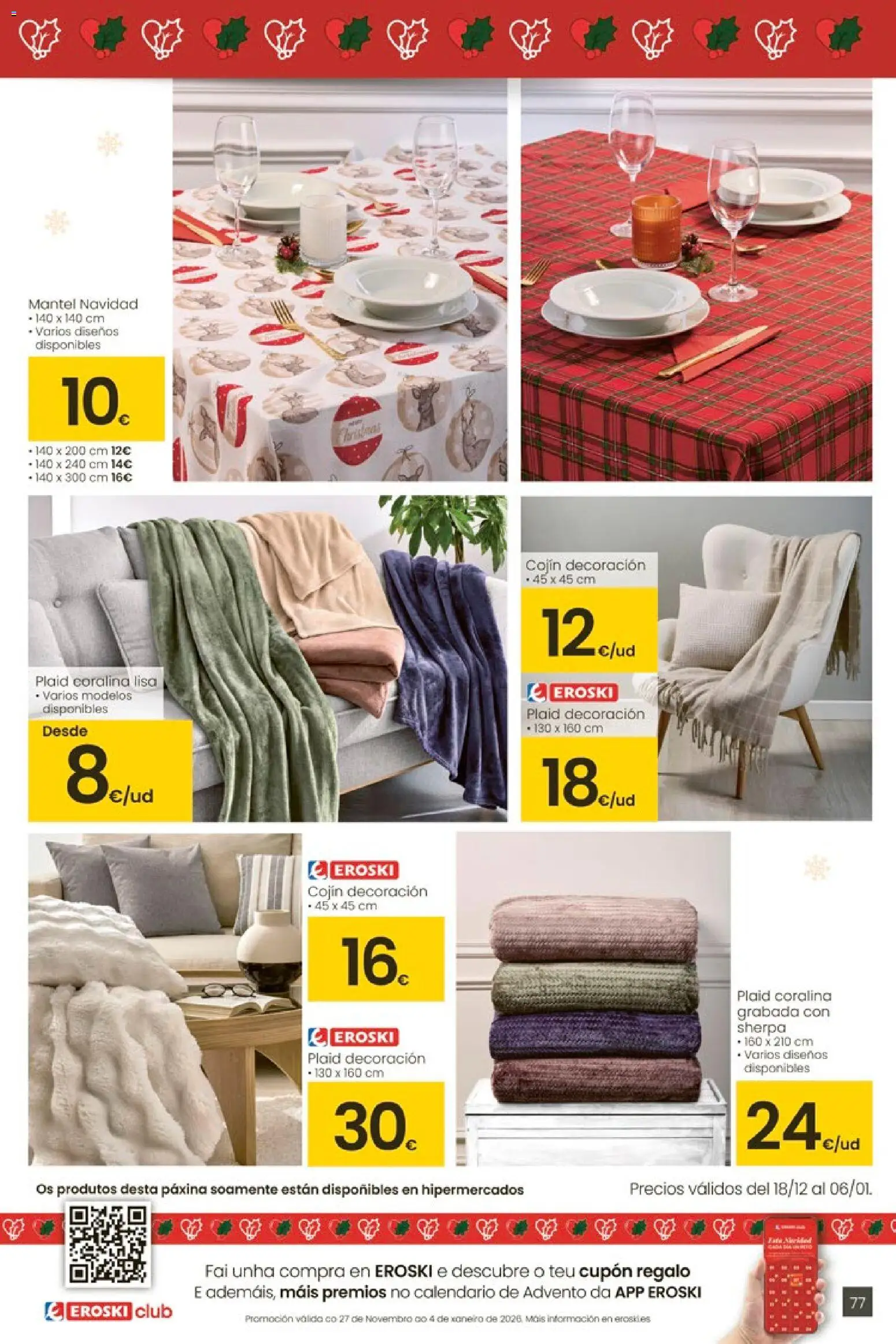 Eroski - Center │ válido desde el 18.12.2025 | Página: 77 | Productos: Mantel, Cojín