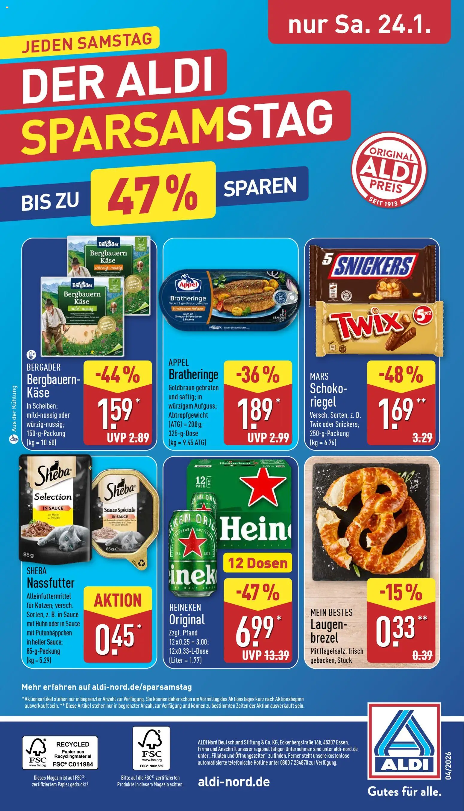 Aldi Prospekt 	 – gültig ab 19.01.2026 | Seite: 32 | Produkte: Sheba, Snickers, Twix, Heineken