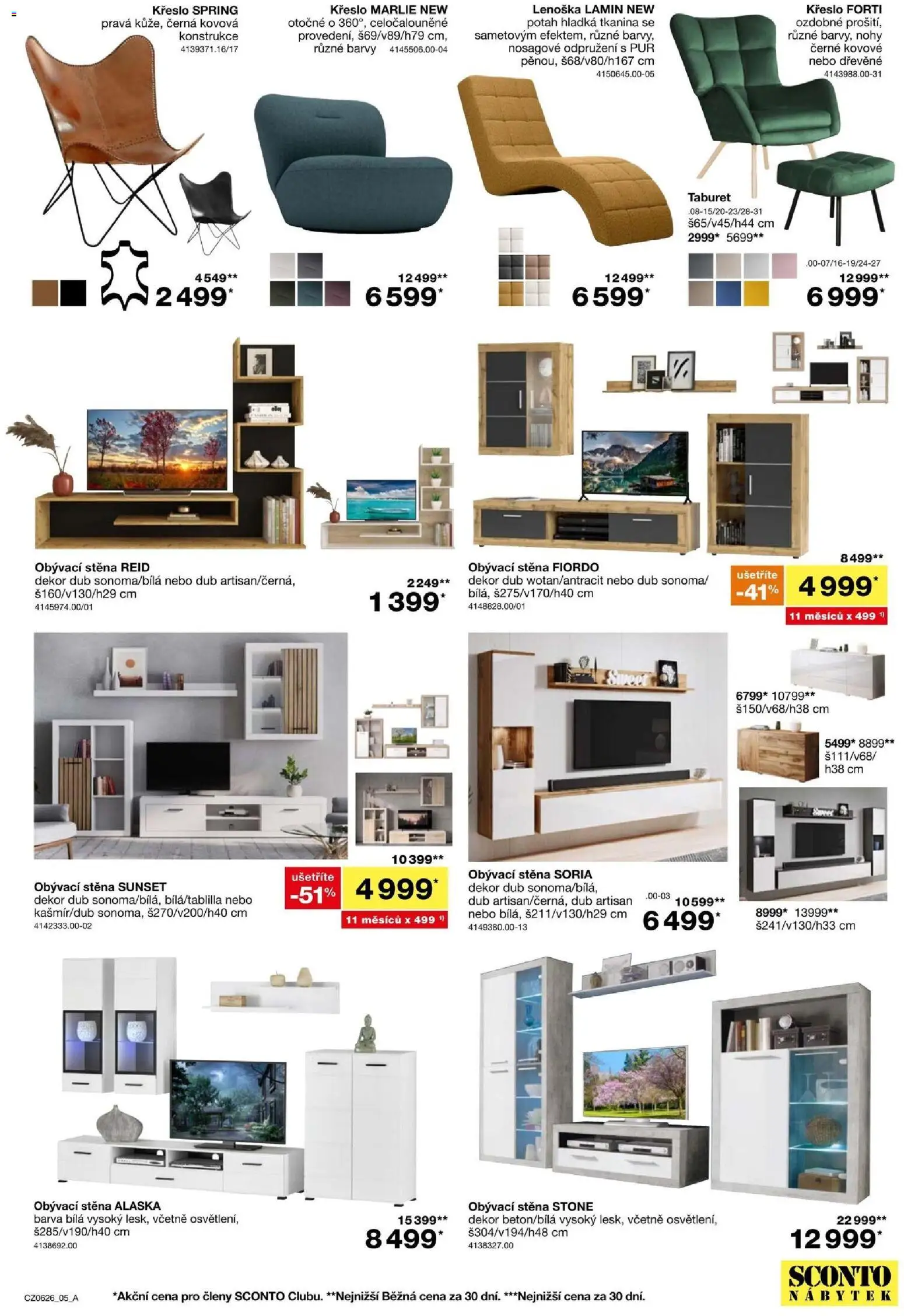 Sconto nábytek leták od 22.04.2026 | Strana: 5 | Produkty: Taburet, Křeslo, Obývací stěna, Barvy