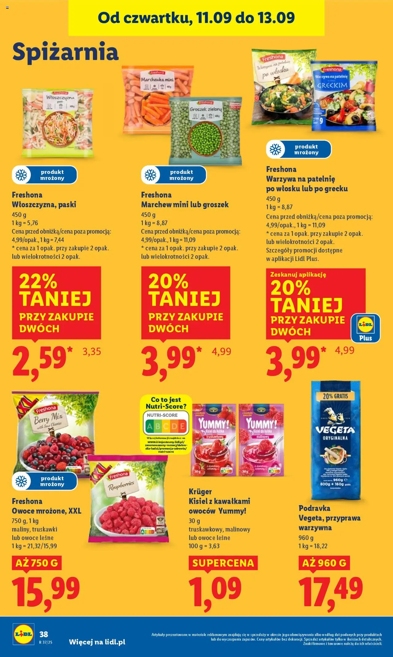 Lidl Gazetka od 11.09.2025 | Strona: 44 | Produkty: Warzywa na patelnie, Marchewka, Warzywa, Owoce