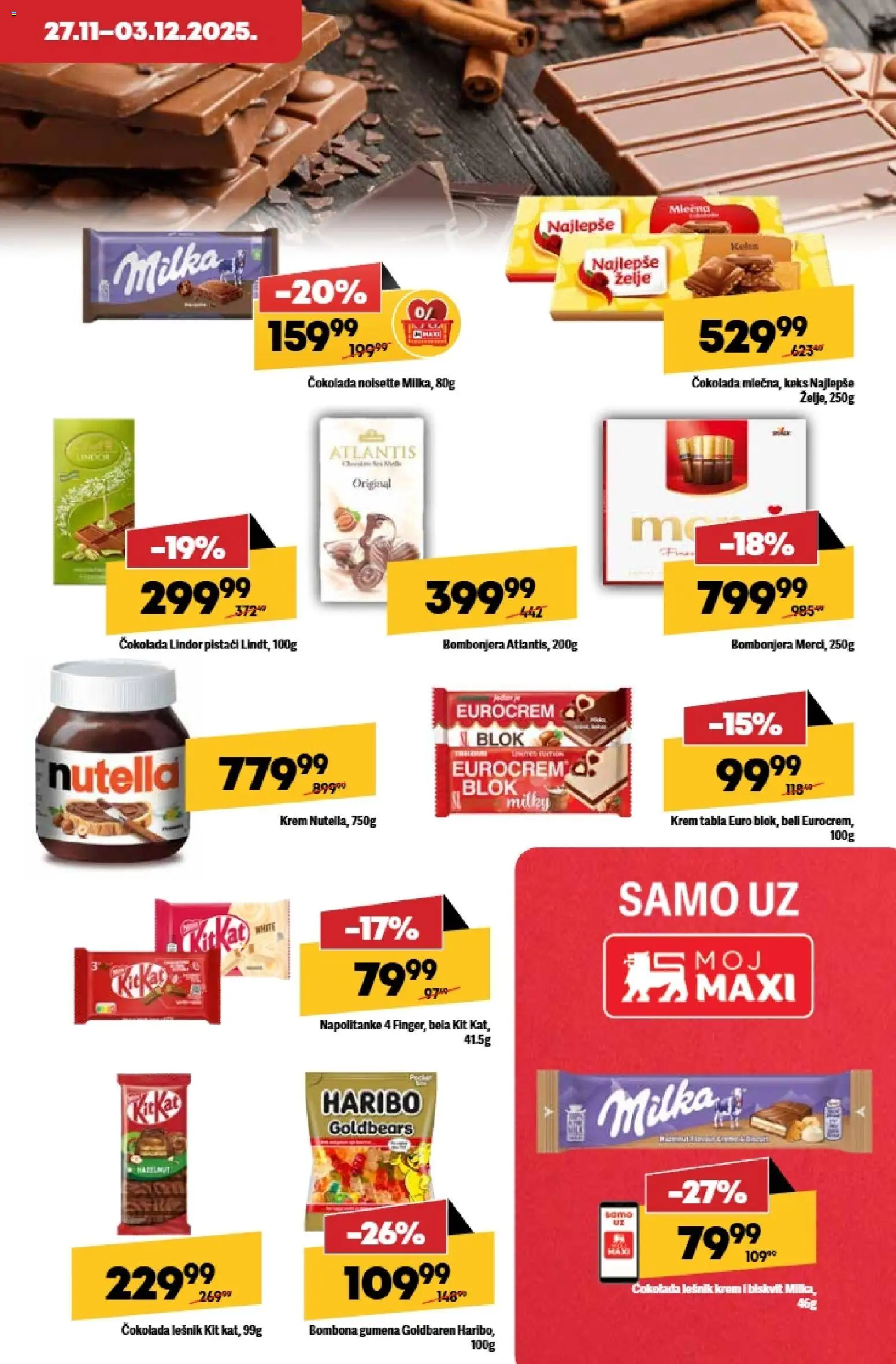 Maxi katalog - važi od 27.11.2025 | Strana: 19 | Proizvode: Milka, Bombonjera, Pistaći, Haribo