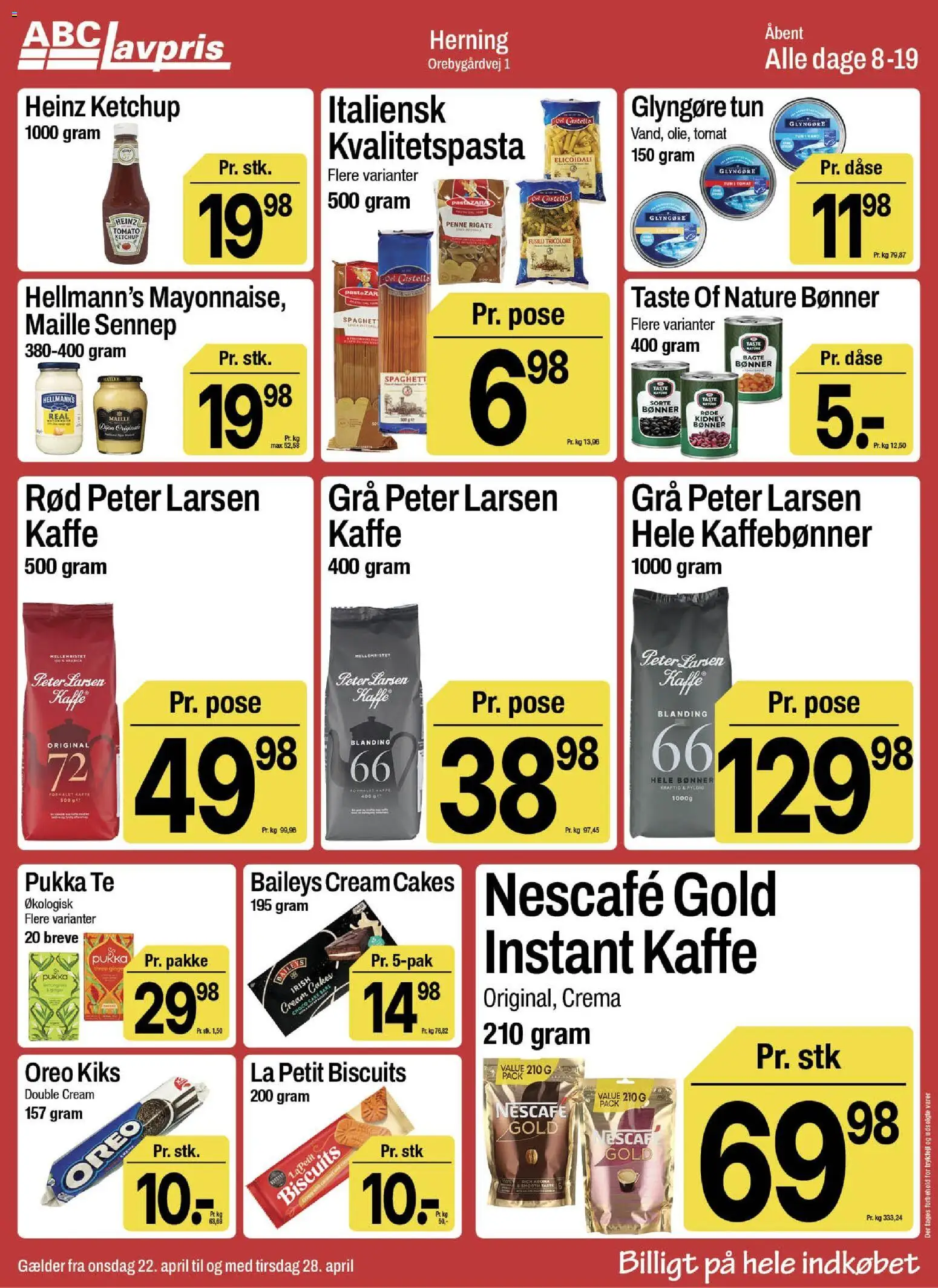 Abc Lavpris tilbudsavis – gyldig fra 22.04.2026 | Side: 8 | Produkter: Amendoins, Bønner, Tun, Sennep