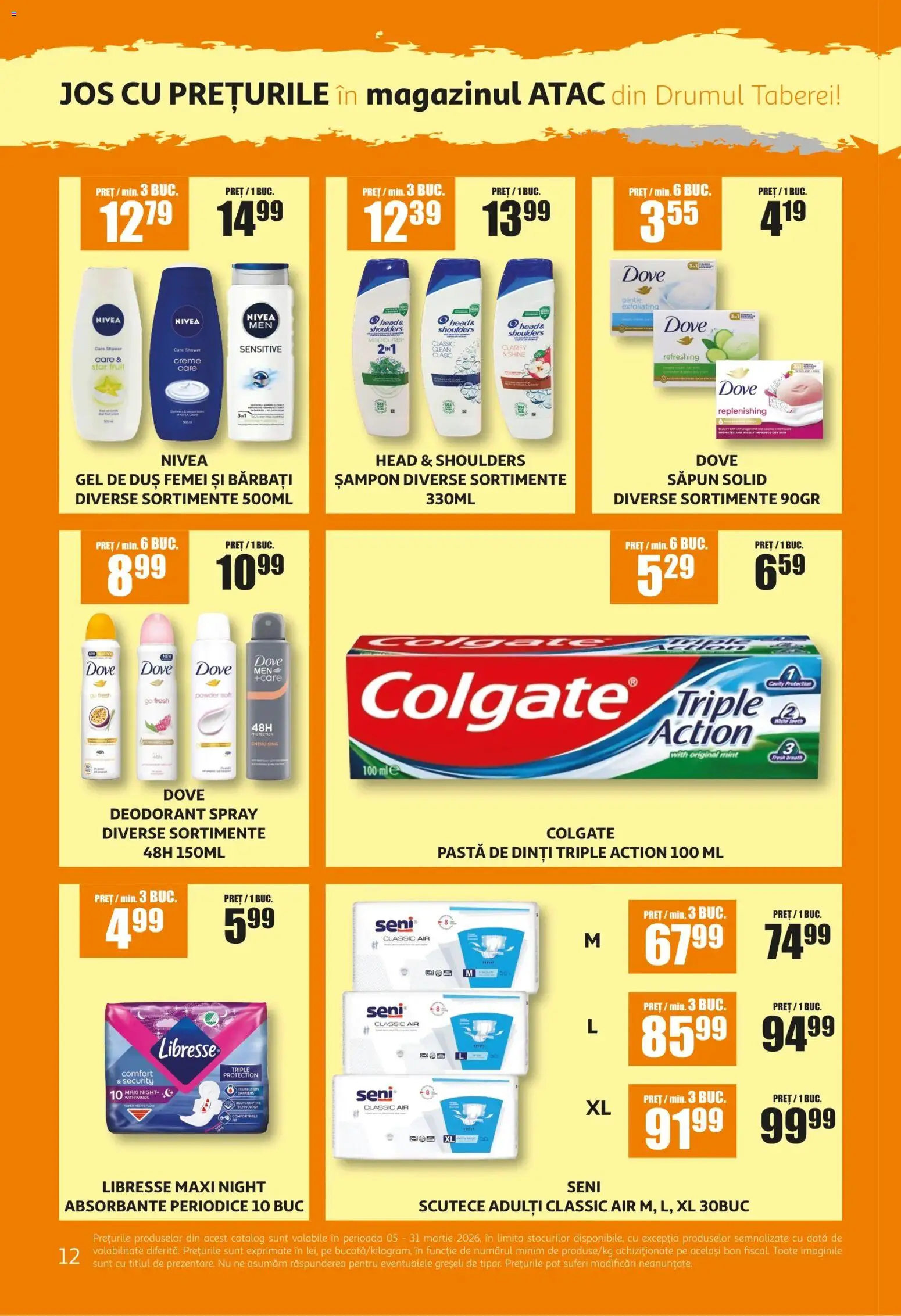 Noul catalog ATAC – valabil de la 05.03.2026 | Pagină: 12 | Produse: Săpun solid, Șampon, Săpun, Scutece