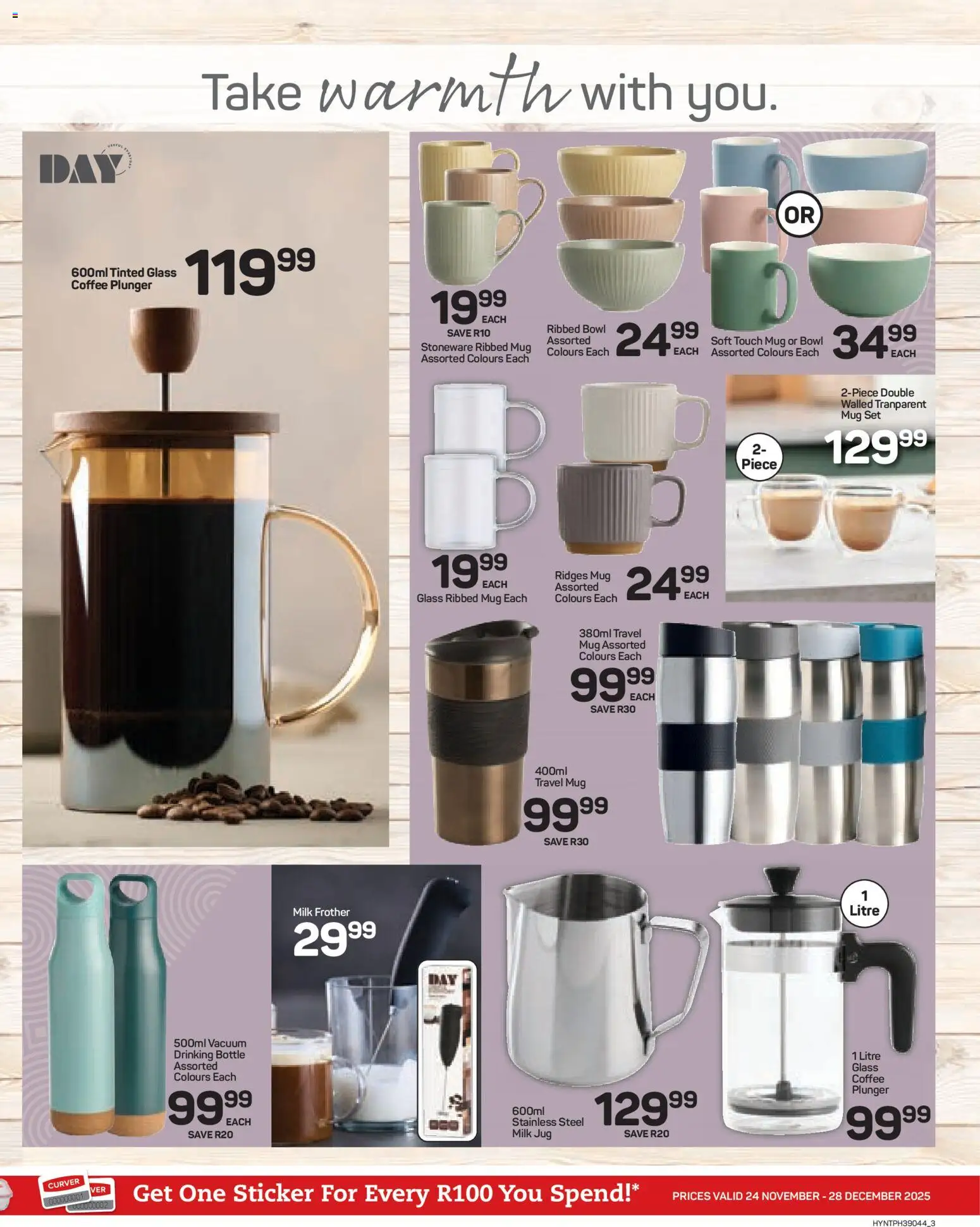 New Pick n Pay catalogue – valid from 24.11.2025 | Page: 3 | Products: Bowl, Milk frother, Coffee, Peach