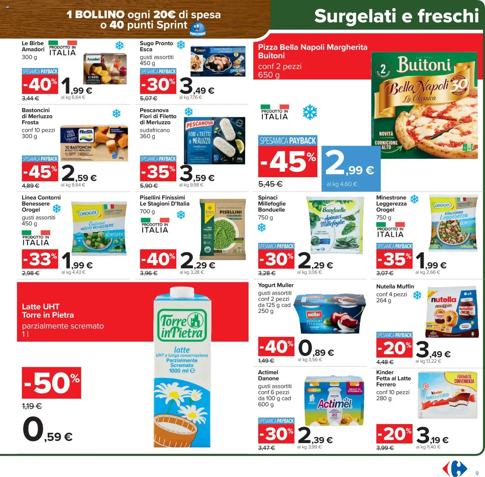 Volantino Carrefour del 02.03.2026 | Pagina: 9 | Prodotti: Yogurt, Merluzzo, Latte, Nutella