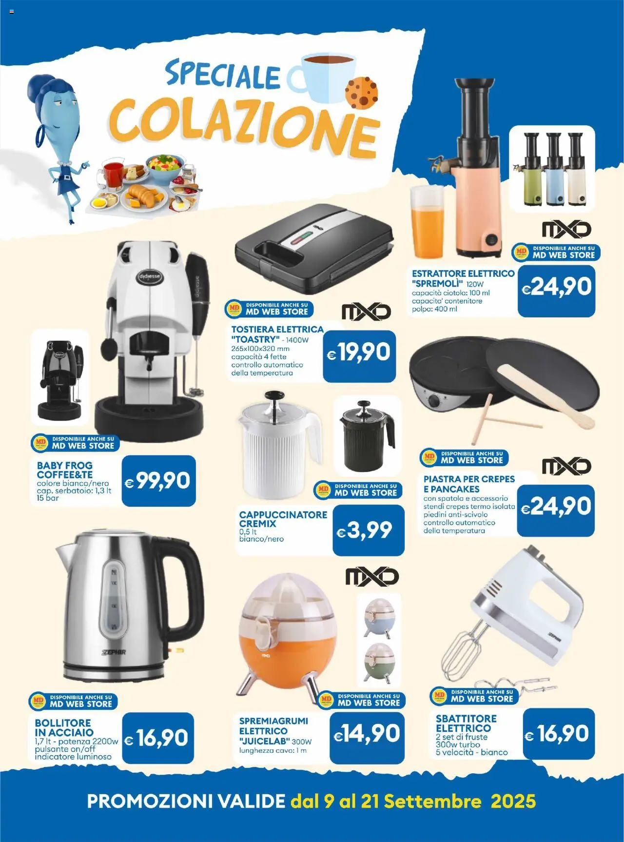 Volantino MD Discount del 09.09.2025 | Pagina: 11 | Prodotti: Sbattitore, Tostiera, Cavo, Bollitore