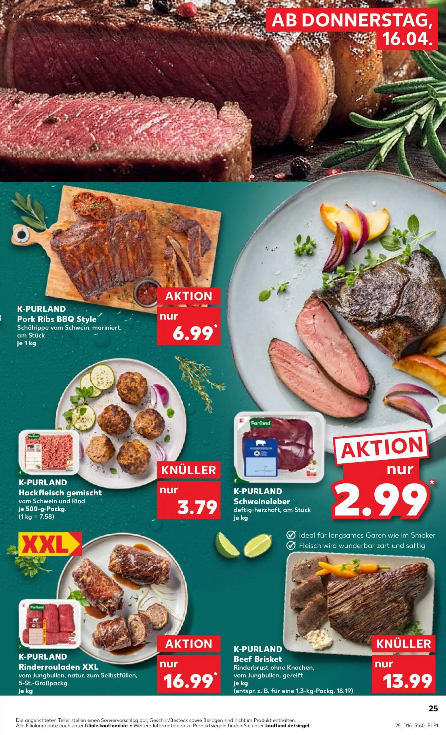 Kaufland Prospekt Frankfurt (Oder)	 – gültig ab 16.04.2026 | Seite: 25 | Produkte: Rinderrouladen, Fleisch, Hackfleisch