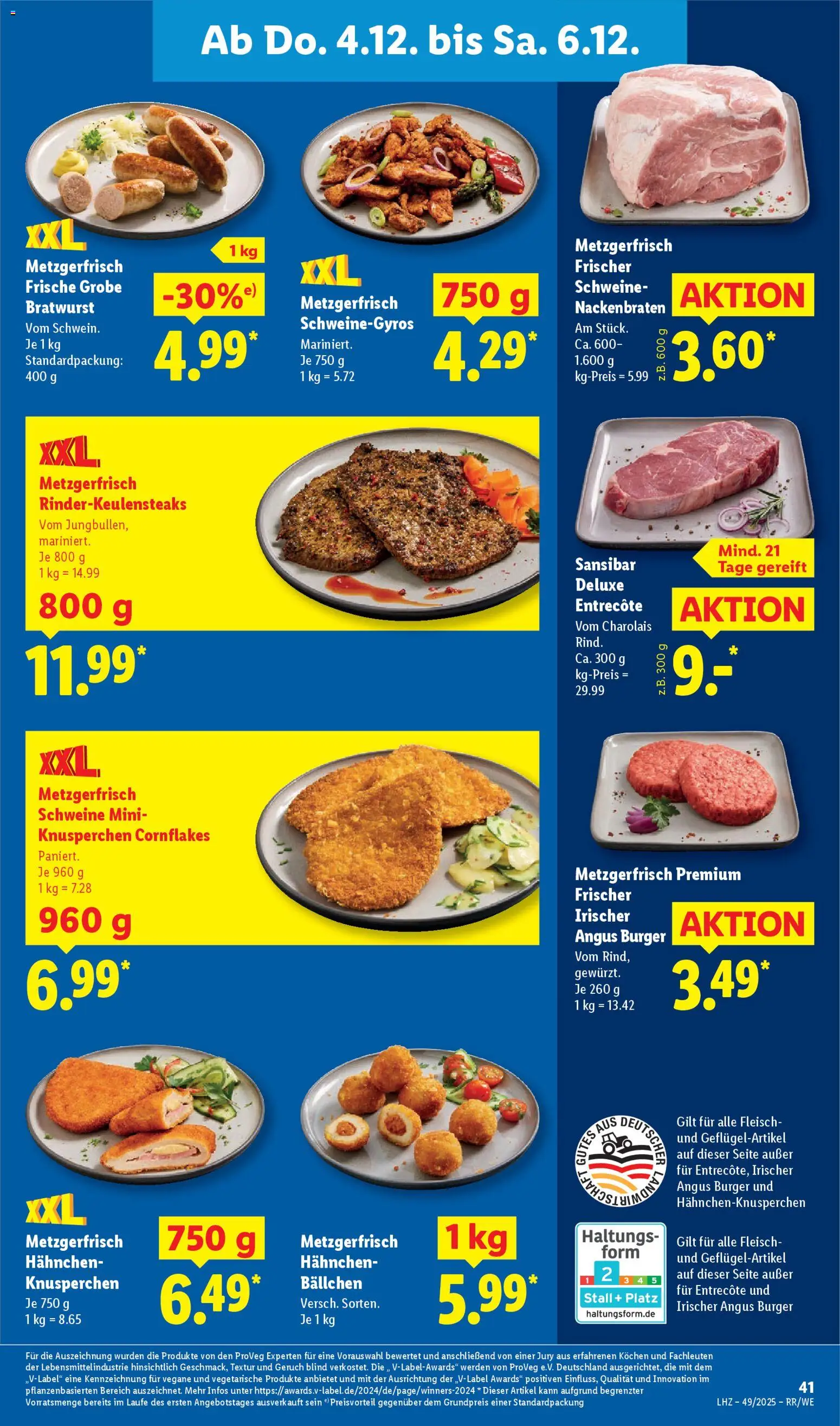 Lidl Prospekt Gladenbach – gültig ab 01.12.2025 | Seite: 59 | Produkte: Hahnchen, Bratwurst, Entrecote, Fleisch