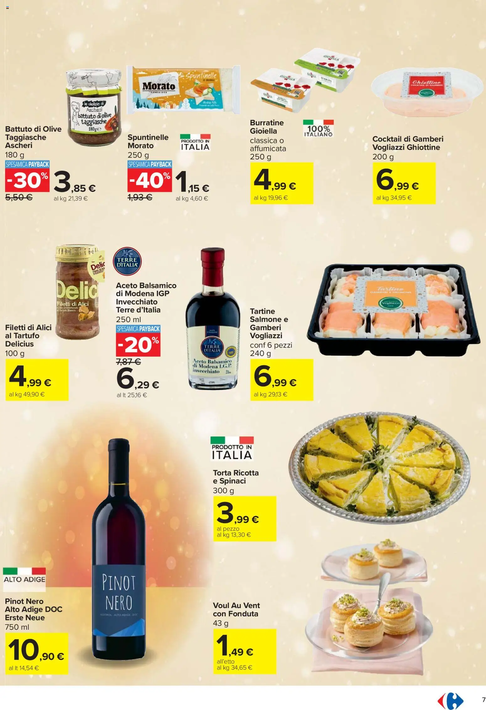 Volantino Carrefour del 27.11.2025 | Pagina: 7 | Prodotti: Tartufo, Gamberi, Olive, Aceto