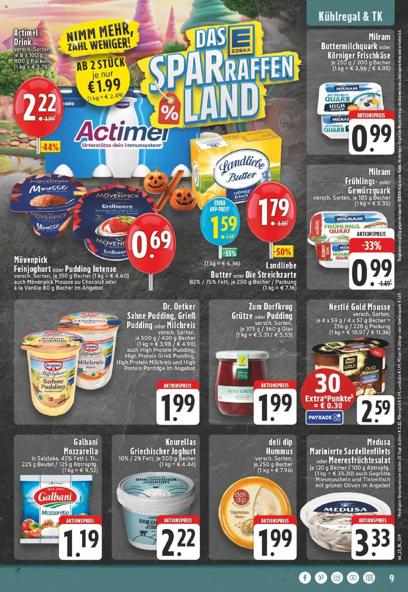 Edeka prospekt Hennef - Uckerath	 – gültig ab 26.10.2025 | Seite: 9 | Produkte: Buttermilch, Mozzarella, Tintenfisch, Milram