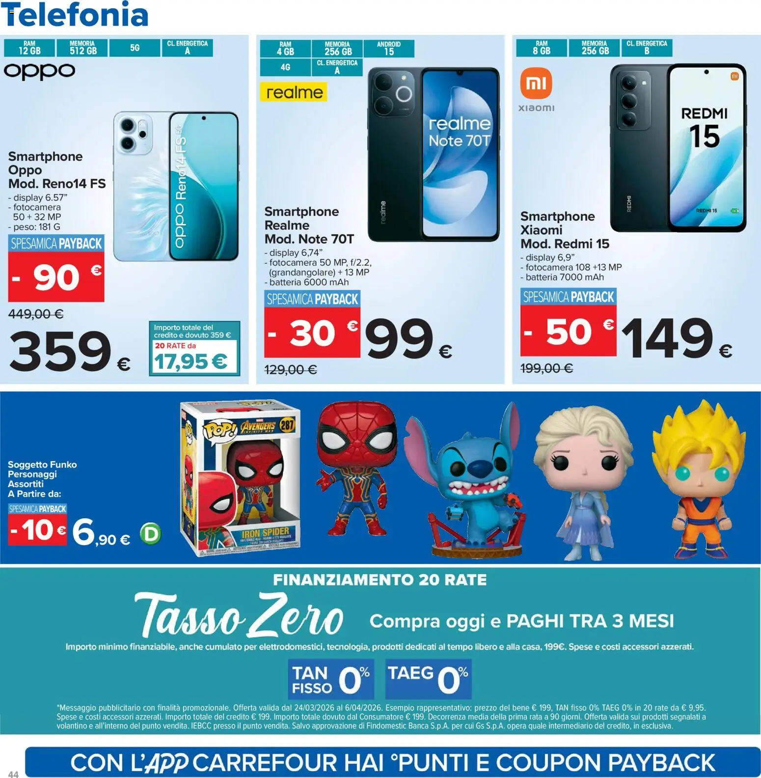 Volantino Carrefour del 26.03.2026 | Pagina: 44 | Prodotti: Xiaomi, Smartphone, Fotocamera, Batteria
