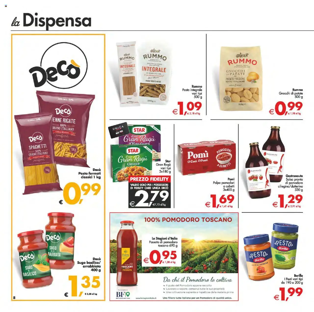 Volantino Decò del 12.09.2025 | Pagina: 8 | Prodotti: Pomodori, Basilico, Gnocchi, Sugo