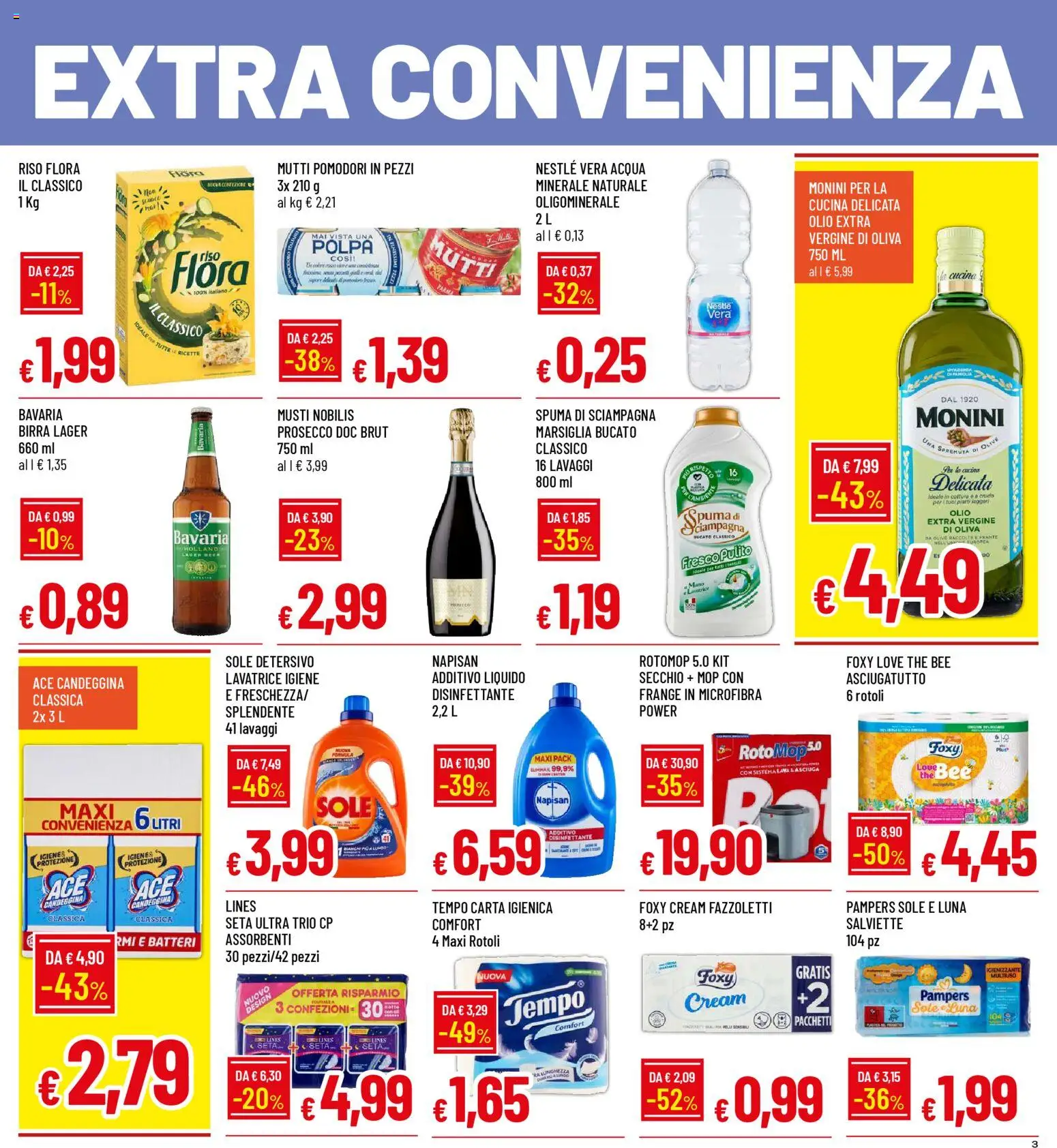 Volantino Galassia del 30.10.2025 | Pagina: 3 | Prodotti: Carta igienica, Birra, Acqua, Pomodori