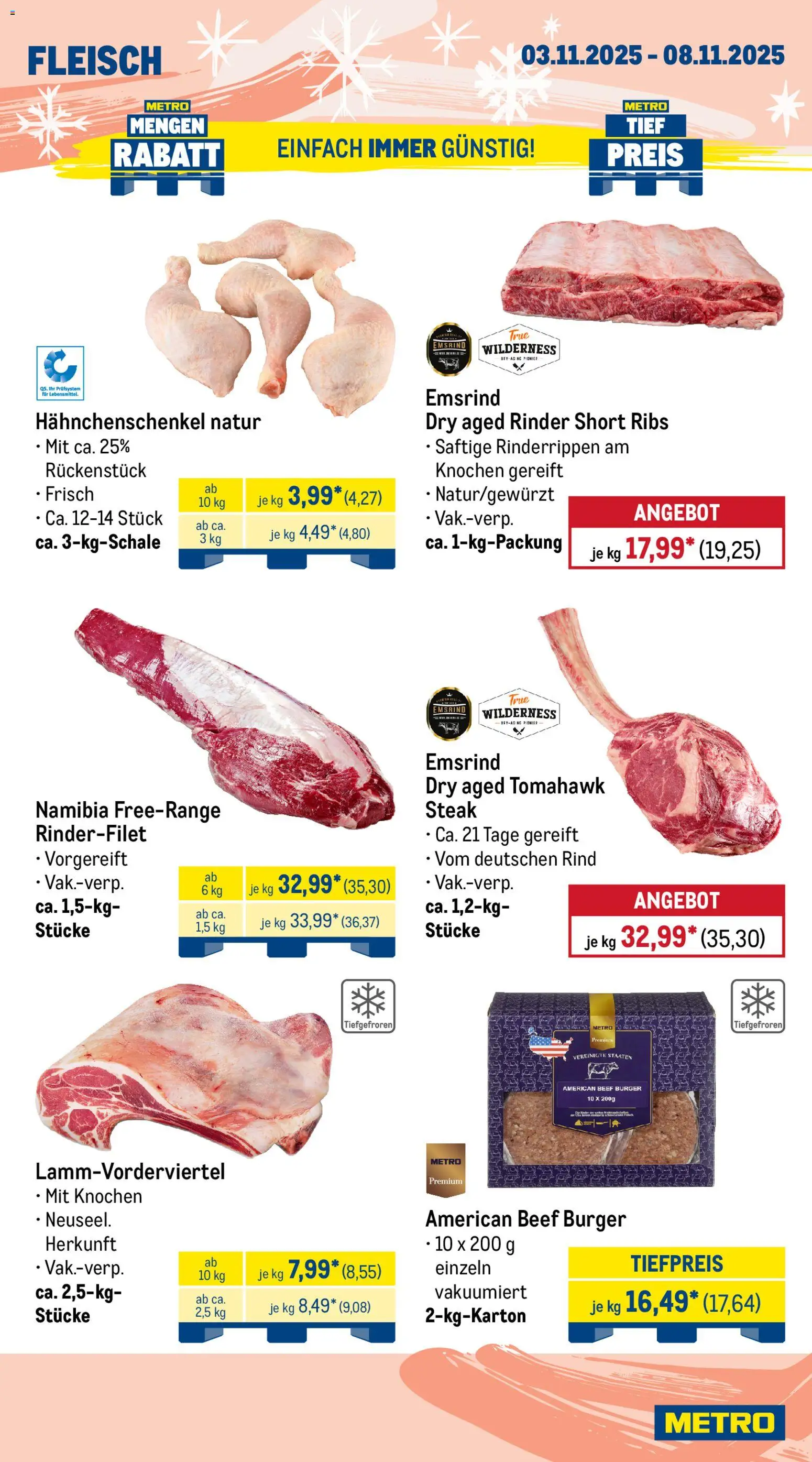 Metro - Black Friday – gültig ab 03.10.2025 | Seite: 4 | Produkte: Hahnchenschenkel, Burger, Steak, Fleisch