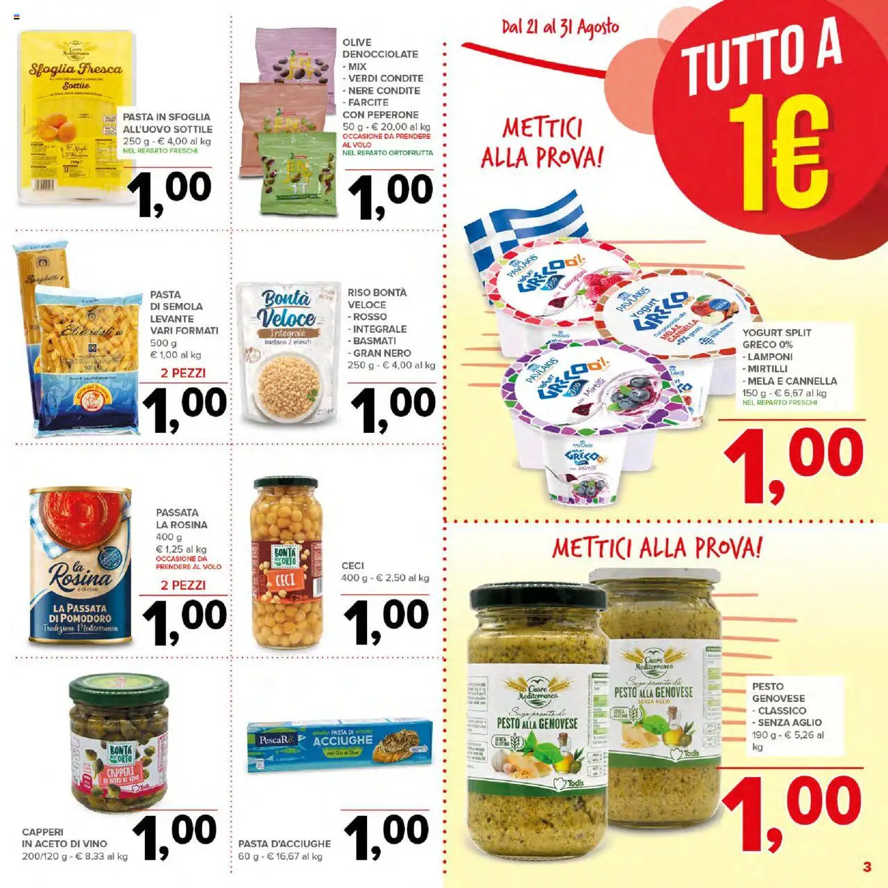 Volantino Todis del 21.08.2025 | Pagina: 3 | Prodotti: Ceci, Pasta, Mirtilli, Aceto