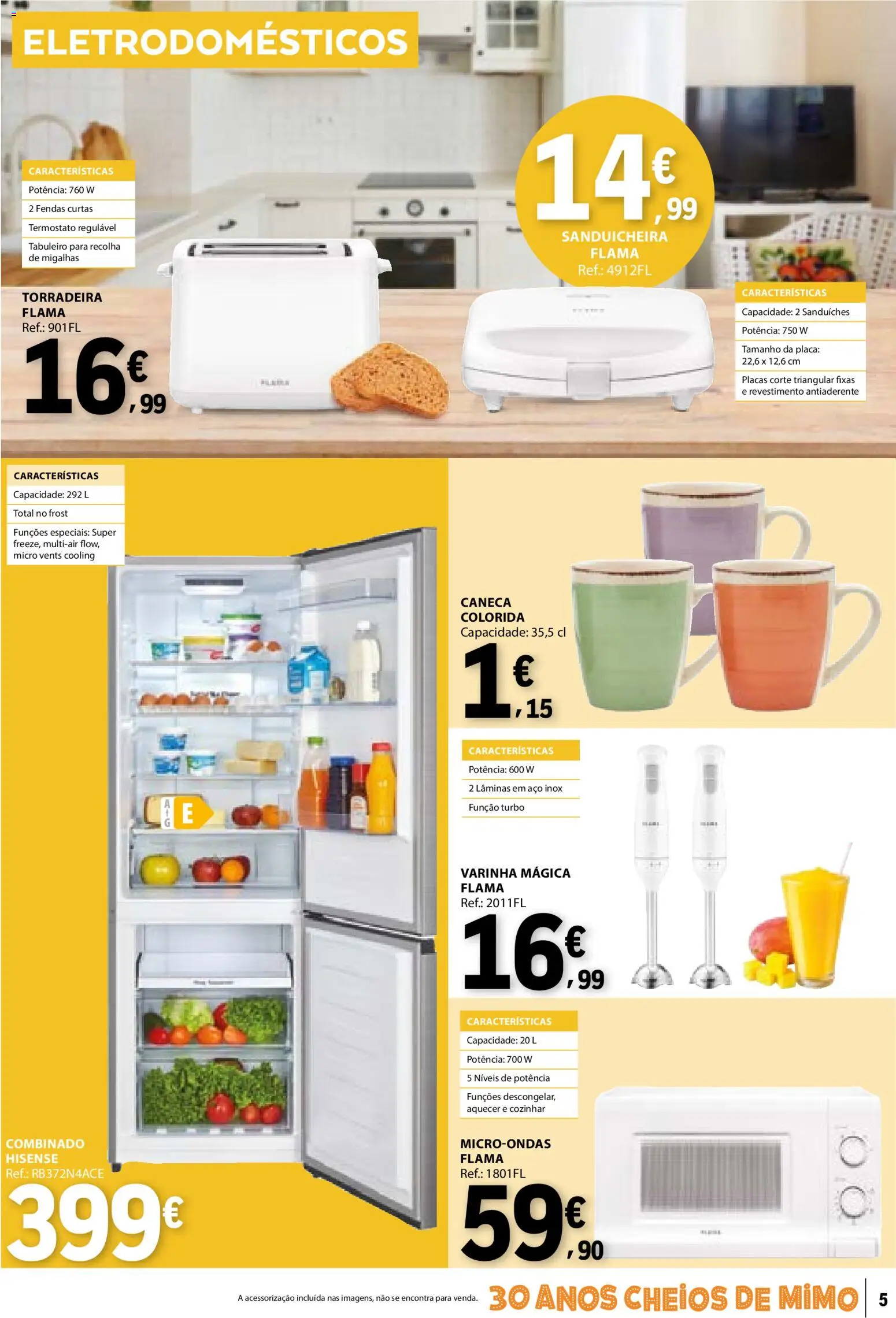 E.Leclerc Não Alimentar │ válido de 02.01.2026 | Página: 5 | Produtos: Sanduicheira, Torradeira, Caneca, Microondas
