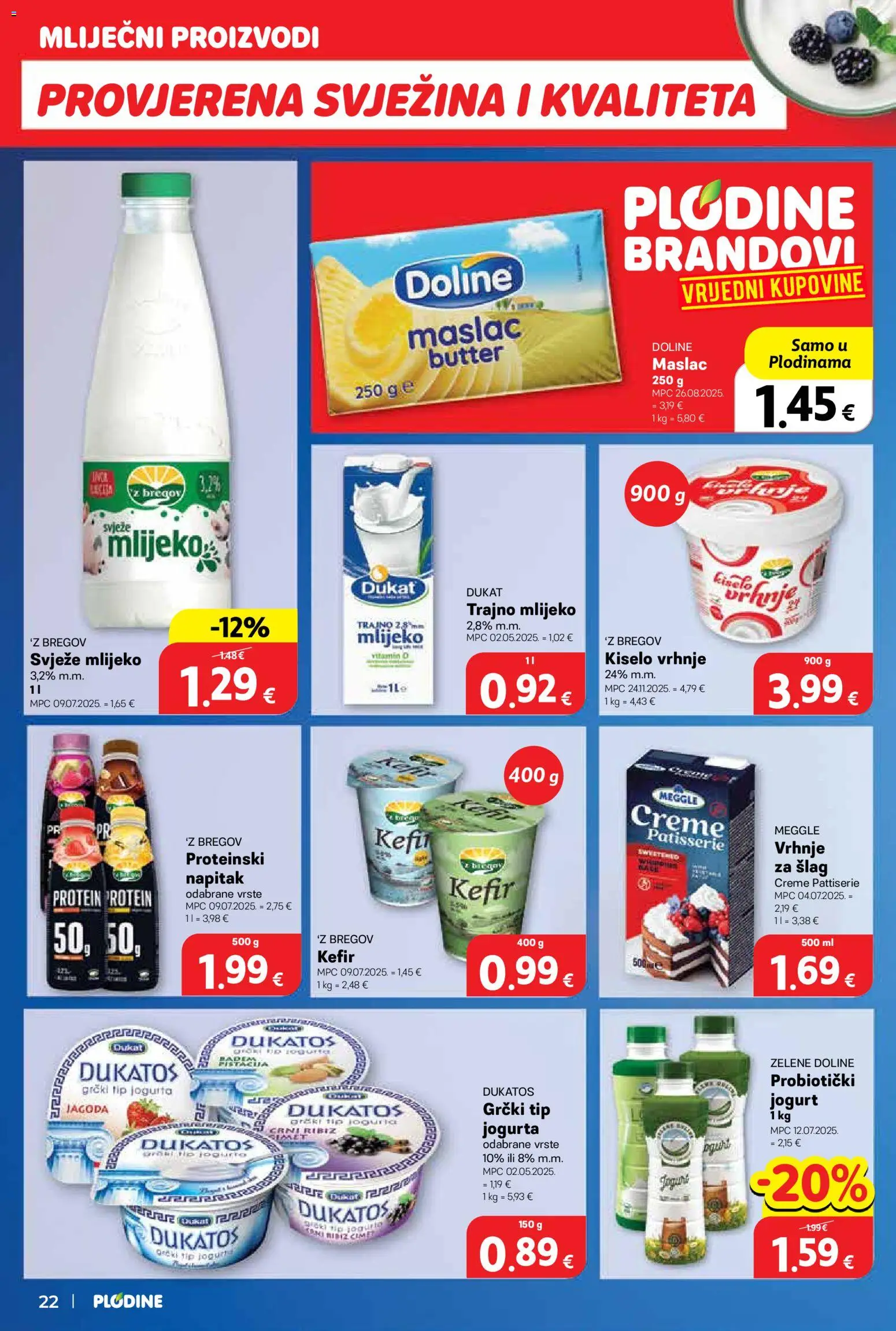 Plodine katalog | vrijedi od 21.01.2026 | Stranica: 22 | Proizvodi: Mlijeko, Trajno mlijeko, Badem, Kefir