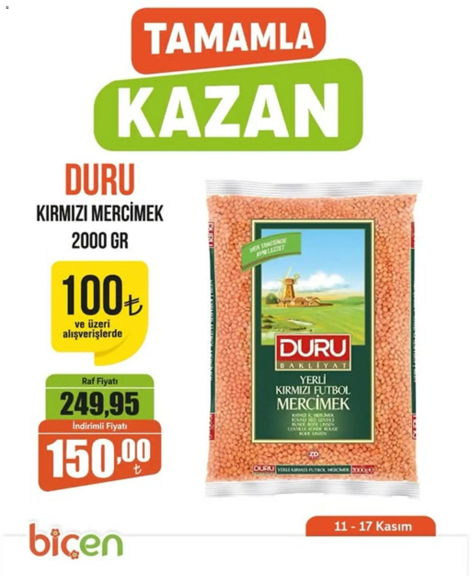 Biçen Market - Tamamla Kazan - 11.11.2025 tarihinden itibaren geçerlidir | Sayfa: 1 | Ürünler: Raf, Ravioli