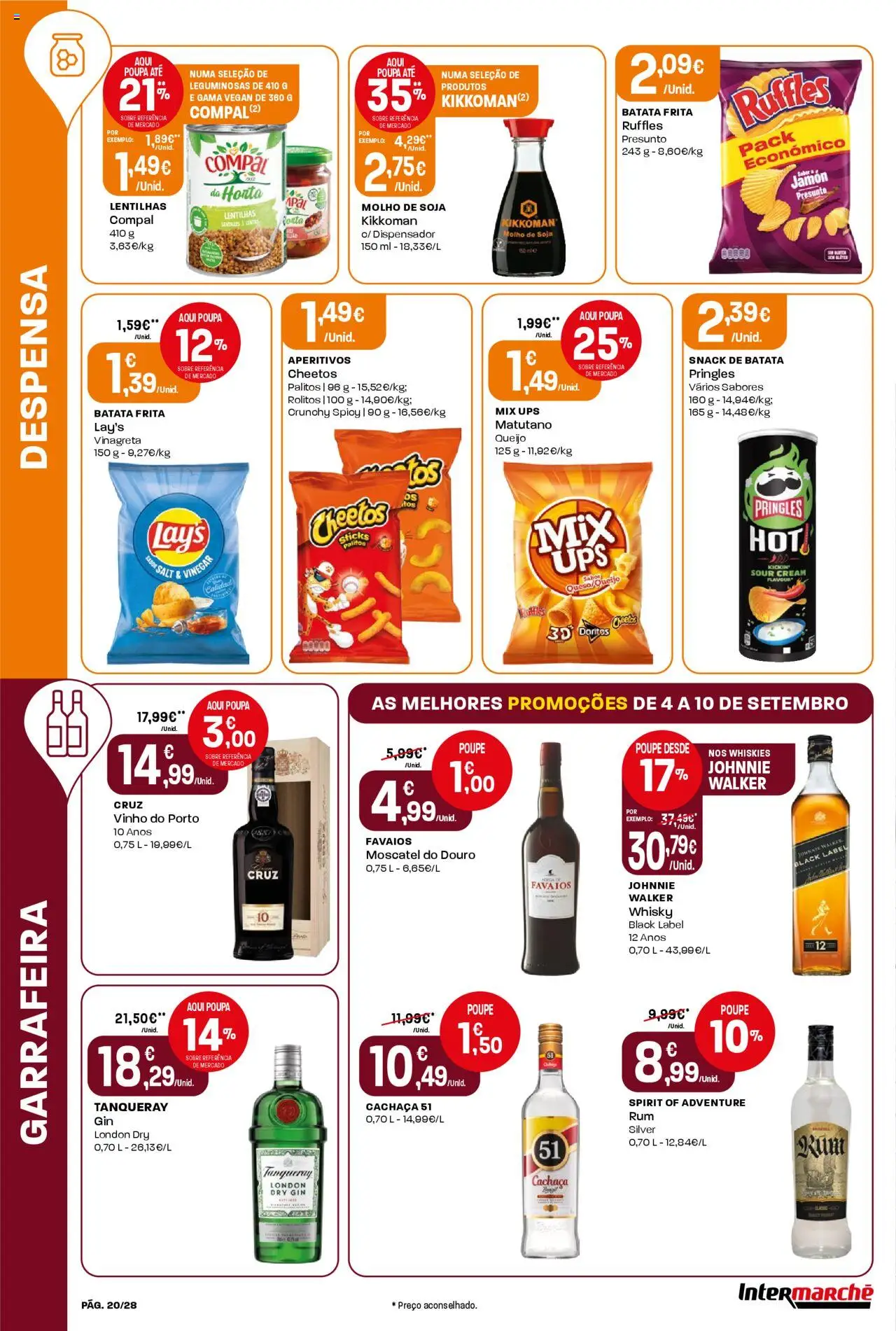 Intermarché folheto │ válido de 04.09.2025 | Página: 20 | Produtos: Soja, Batata, Whisky, Queijo