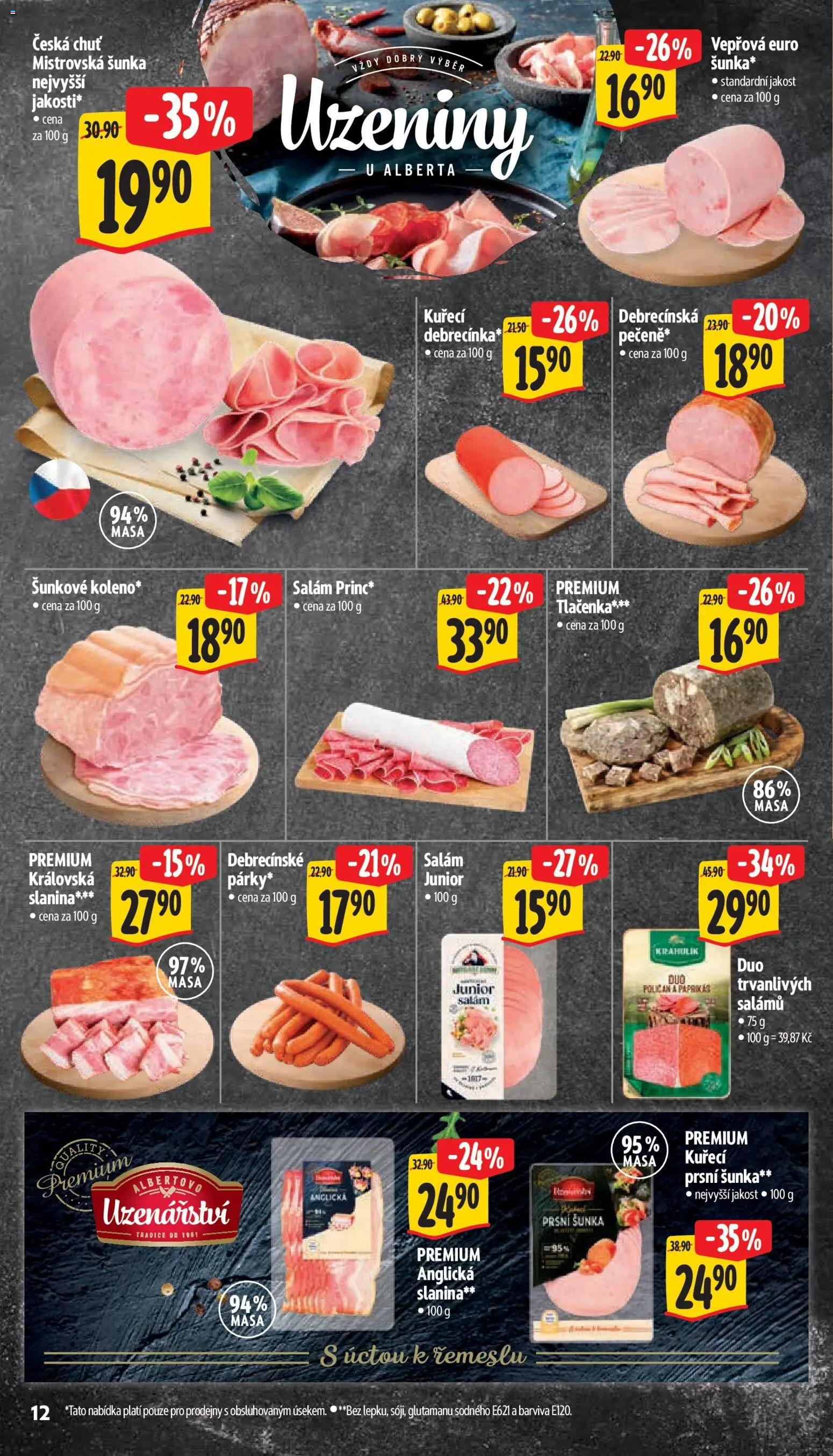 Albert leták - Supermarket od 15.04.2026 | Strana: 20 | Produkty: Šunka, Uzeniny, Tlačenka, Slanina