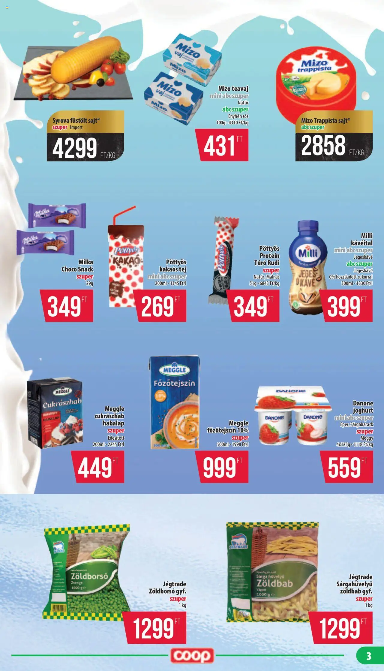 COOP akciós ujság - amely érvényes a következő dátumtól: 18.09.2025 | Oldal: 3 | Termékek: Sárgabarack, Túró rudi, Jegeskávé, Kakaós tej