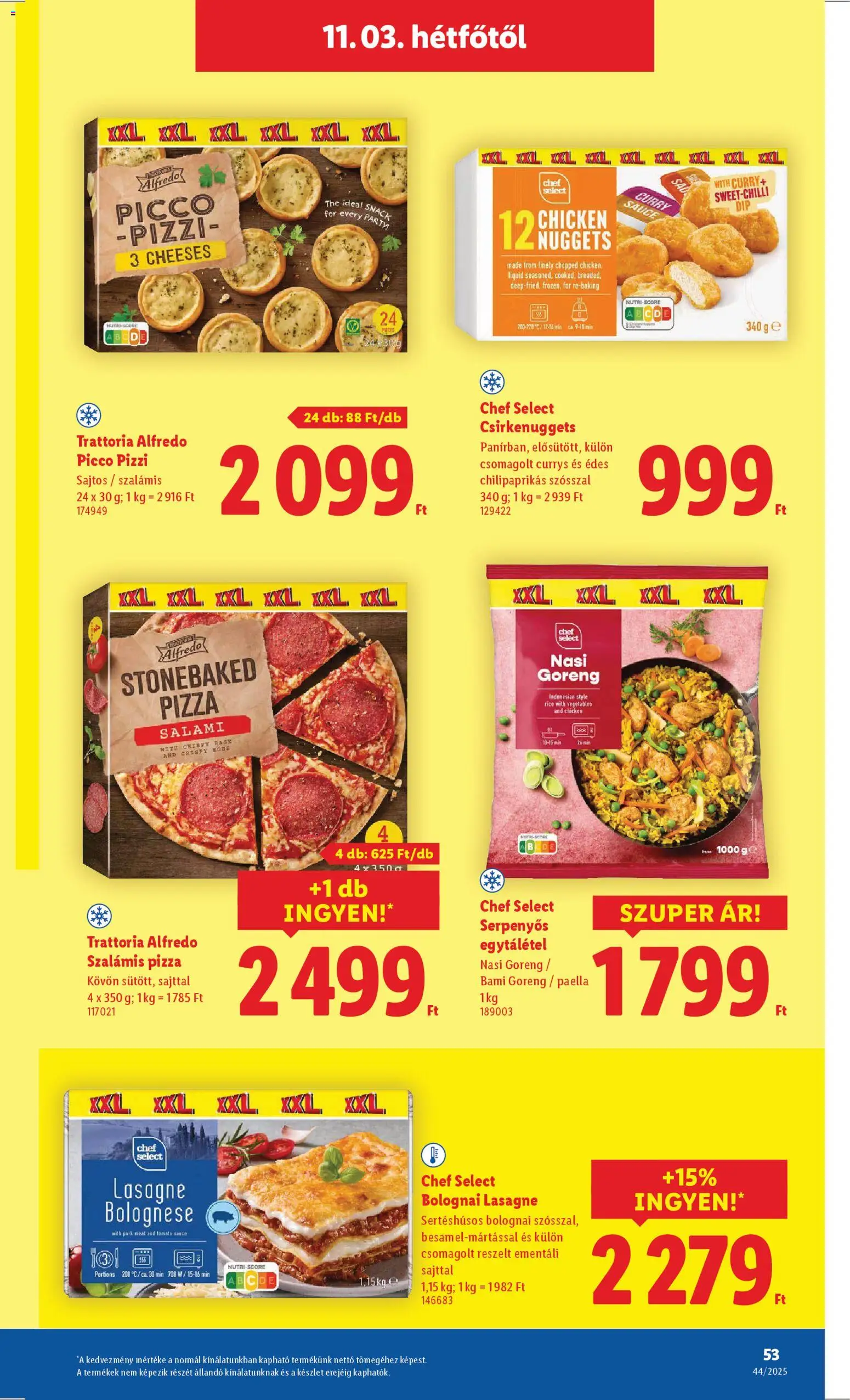 Lidl akciós ujság - amely érvényes a következő dátumtól: 30.10.2025 | Oldal: 53 | Termékek: Pizza, Lasagne