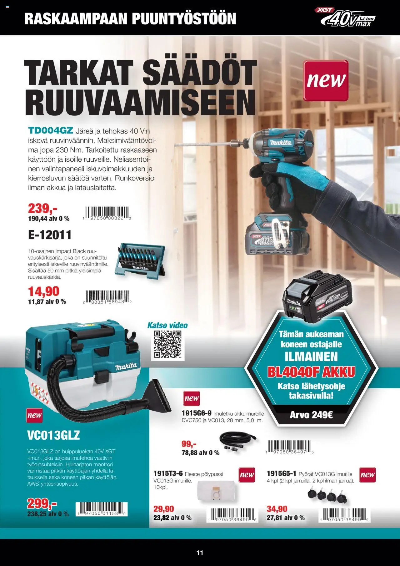 Makita tarjoukset – voimassa 01.10.2025 alkaen | Sivu: 11 | Tuotteet: Akku, Video