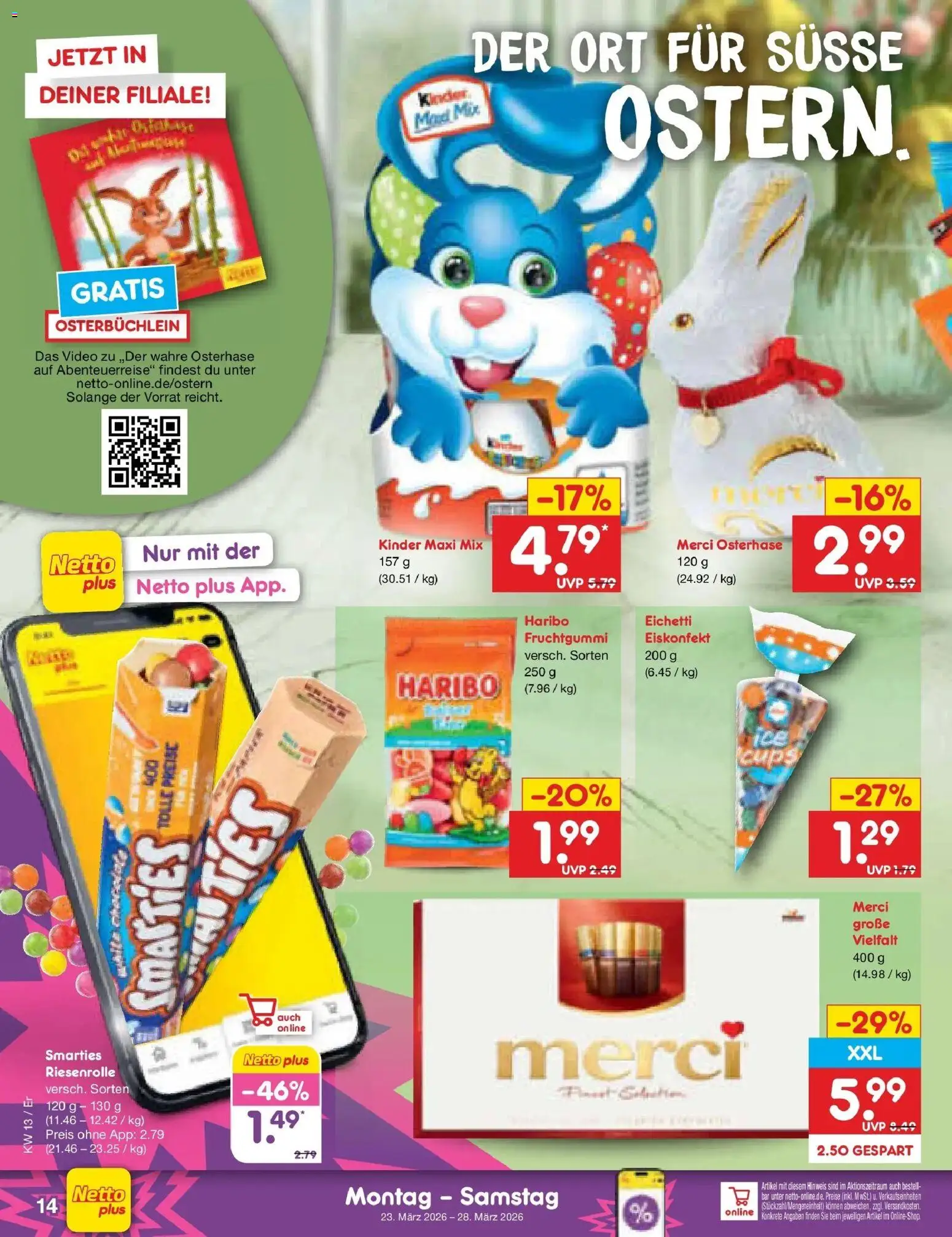Netto Marken-Discount Prospekt Nordhausen	 – gültig ab 23.03.2026 | Seite: 16 | Produkte: Merci, Haribo, Smarties, Video