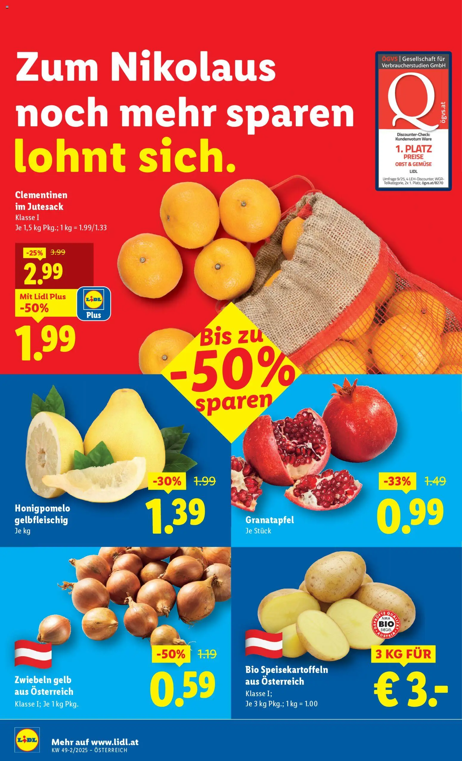 Lidl Flugblatt - Eisenstadt, Ebenfurth, Mattersburg gültig ab 04.12.2025 | Seite: 6 | Produkte: Zwiebeln, Gemüse, Obst
