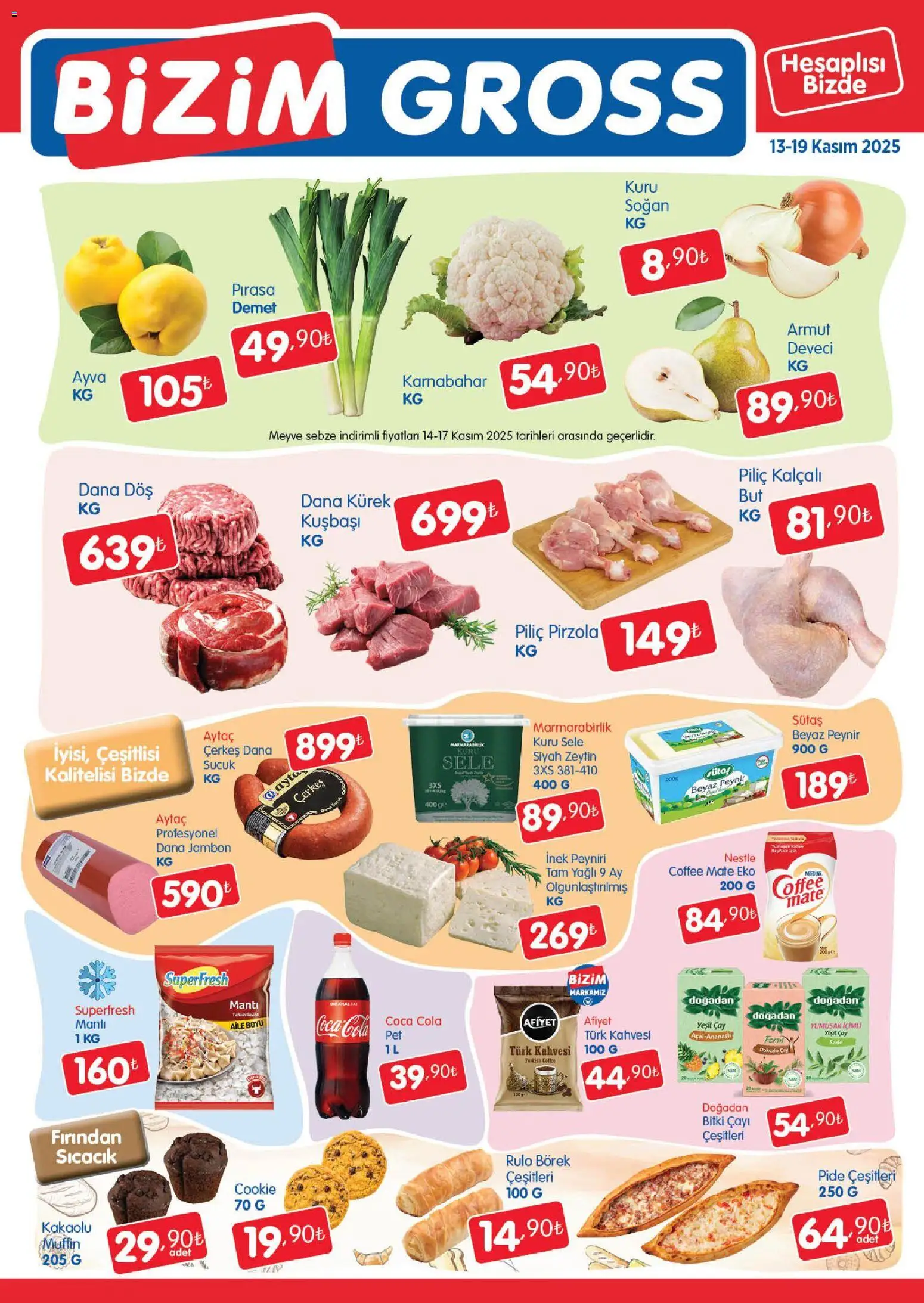 Bizim Toptan - Bizim Gross Fırsat Bülteni - 13.11.2025 tarihinden itibaren geçerlidir | Sayfa: 2 | Ürünler: Jambon, Meyve, Piliç, Kumina