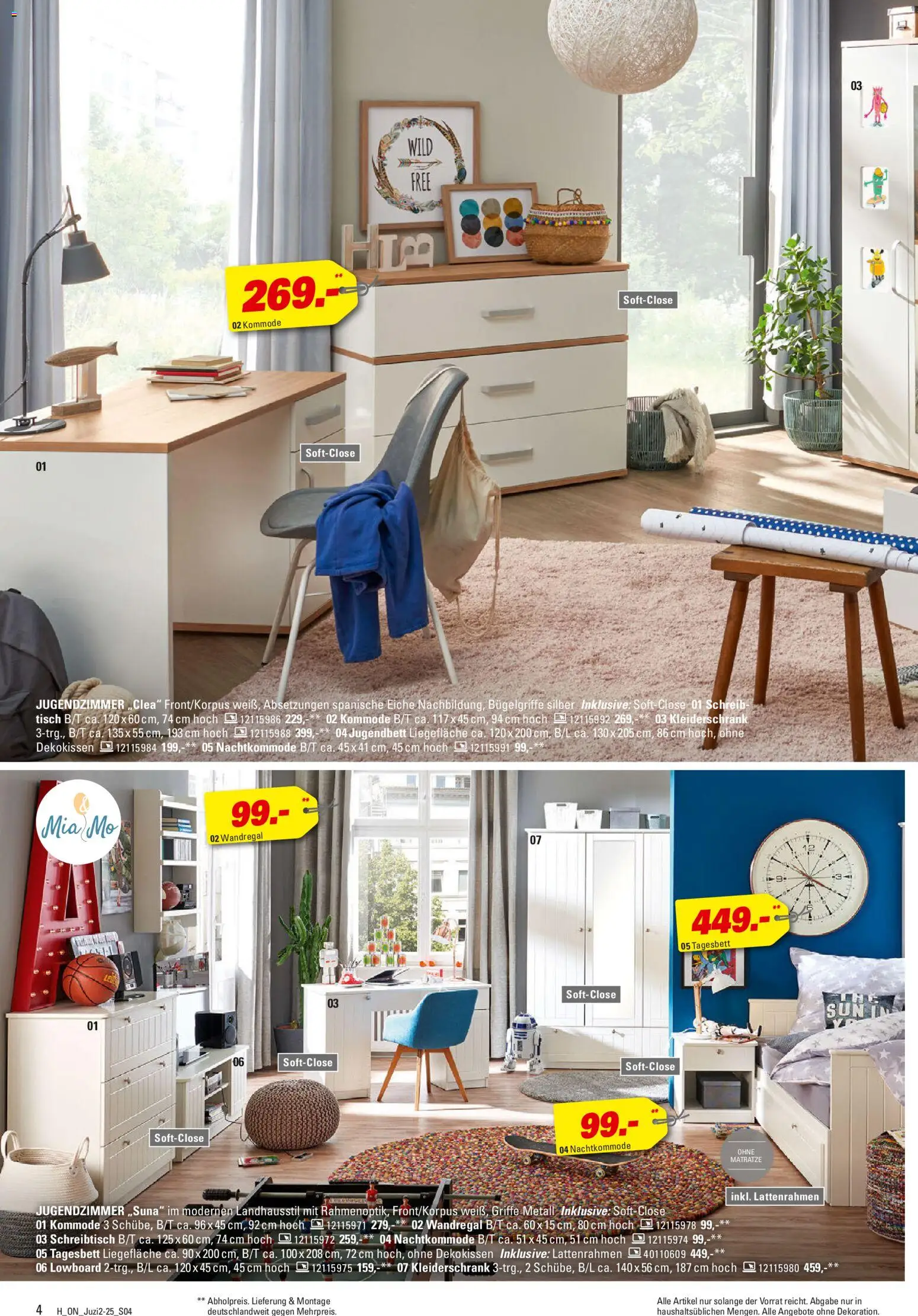 Höffner Jugendzimmer Spezial – gültig ab 29.10.2025 | Seite: 4 | Produkte: Wandregal, Matratze, Kommode, Tisch