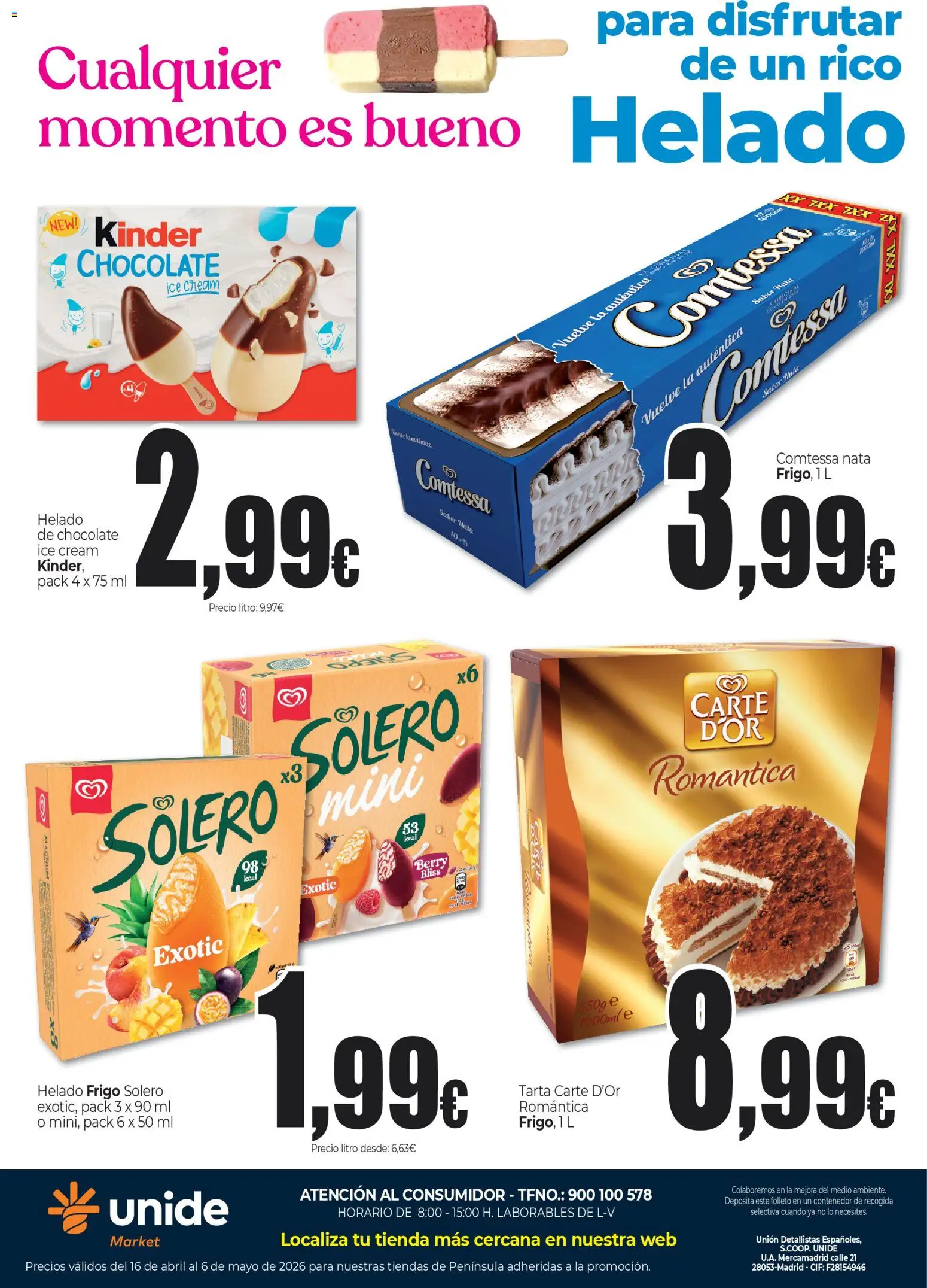 Unide - Especial Helados │ válido desde el 16.04.2026 | Página: 6 | Productos: Chocolate, Té, Helado