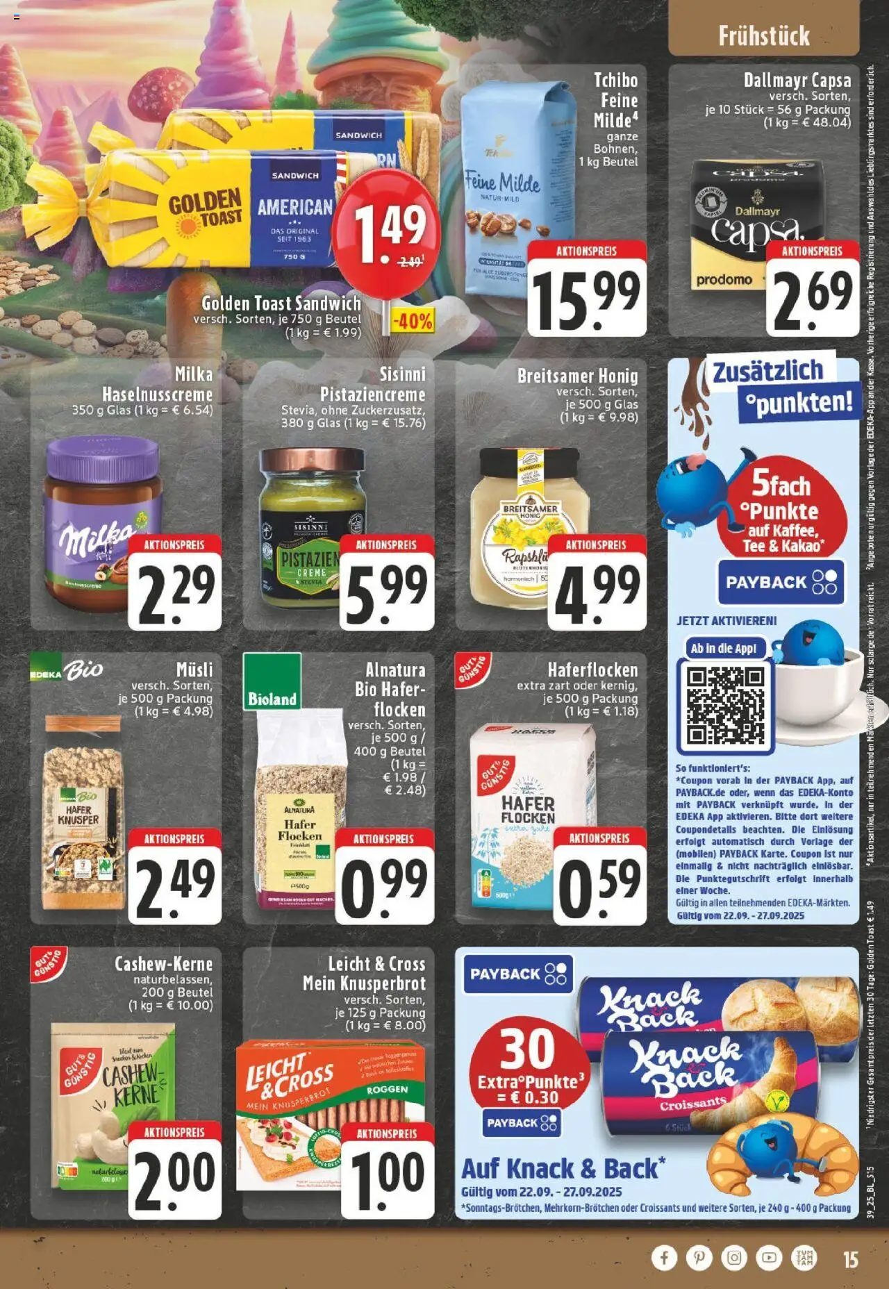 Edeka prospekt Lünen-Brambauer	 – gültig ab 21.09.2025 | Seite: 15 | Produkte: Musli, Toast, Creme, Dallmayr