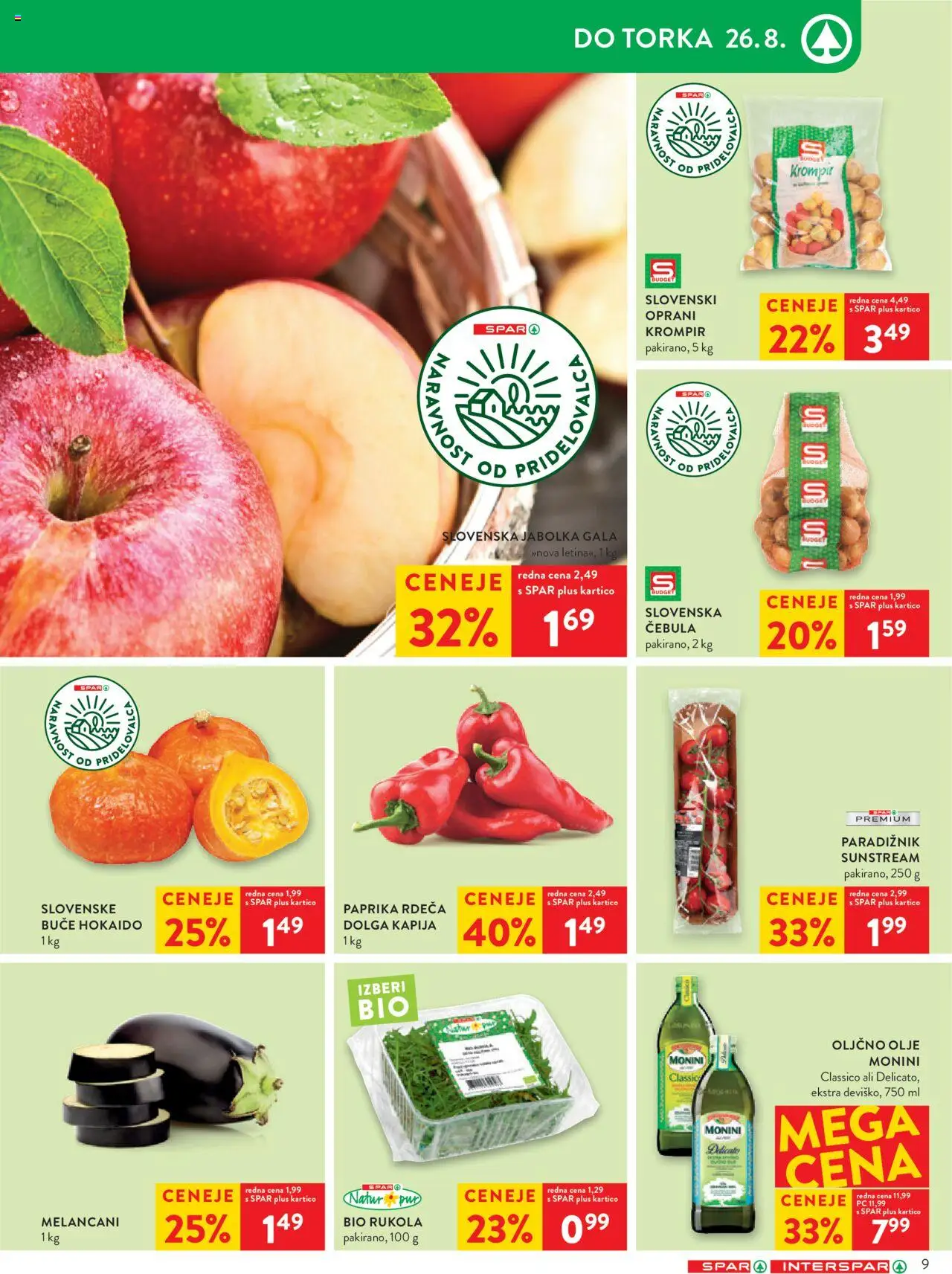 Spar katalog 34/25 │ velja od 20.08.2025 | Stran: 9 | Izdelki: Olje, Jabolka, Krompir, Cebula