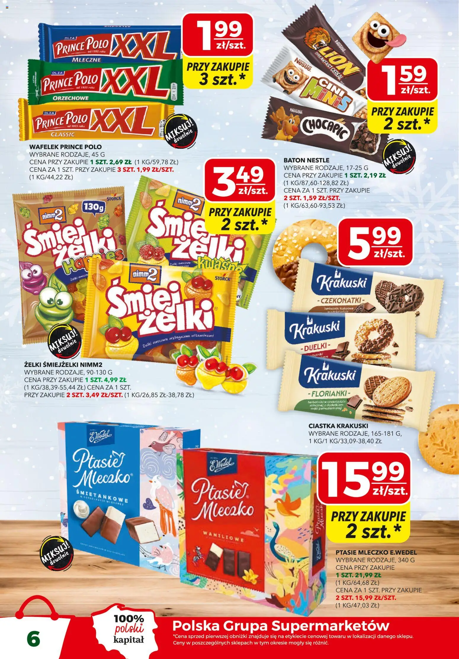 Top Market Gazetka od 19.02.2026 | Strona: 6 | Produkty: Prince polo xxl, Baton, Ptasie mleczko, Ciastka