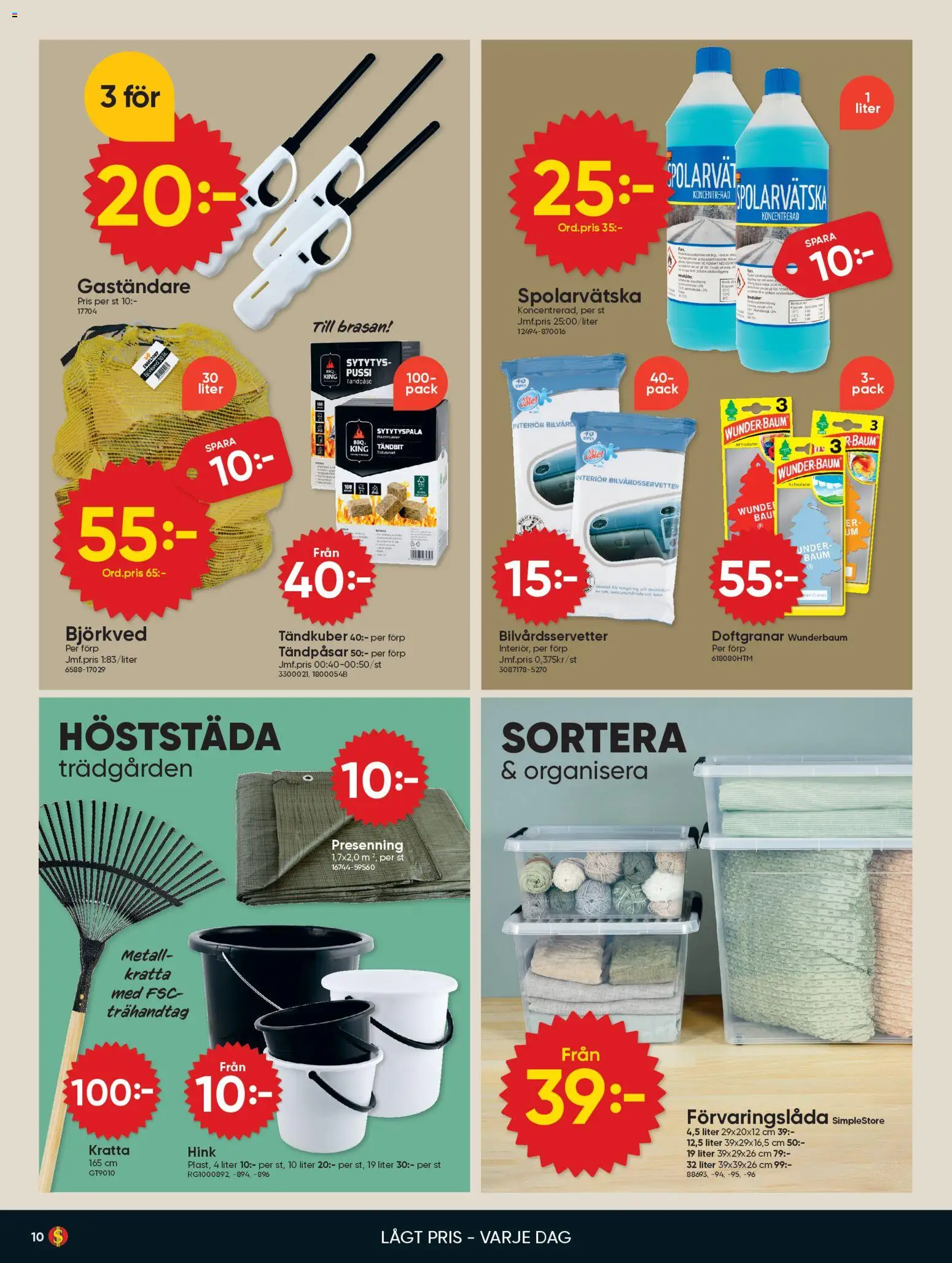 Dollar Store reklamblad aktuell från 27.10.2025 | Sida: 10 | Produkter: Hink, Spolarvätska, Bilvårdsservetter