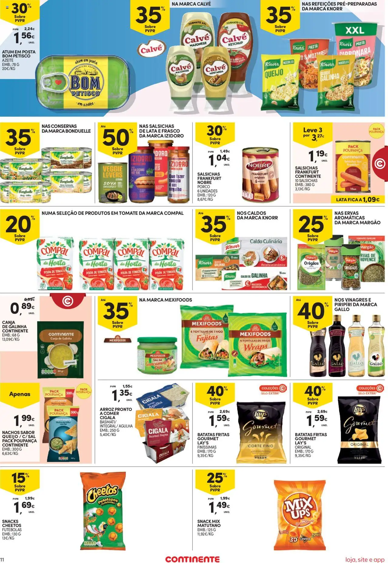 Continente Semanal Continente Bom Dia │ válido de 19.08.2025 | Página: 11 | Produtos: Atum, Orégãos, Queijo, Arroz