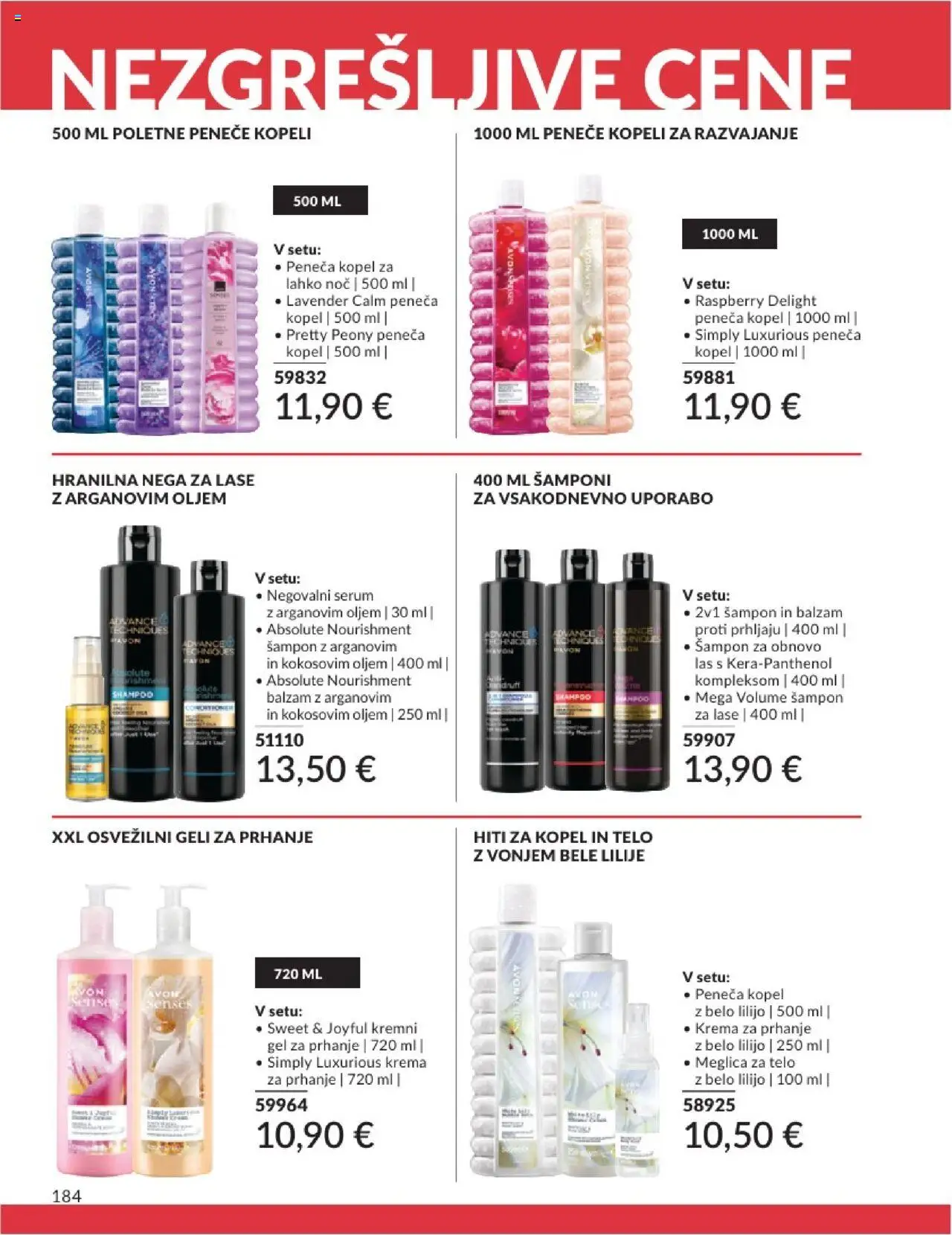 Avon katalog │ velja od 01.07.2025 | Stran: 184 | Izdelki: Kopel, Gel za prhanje, Sampon, Krema