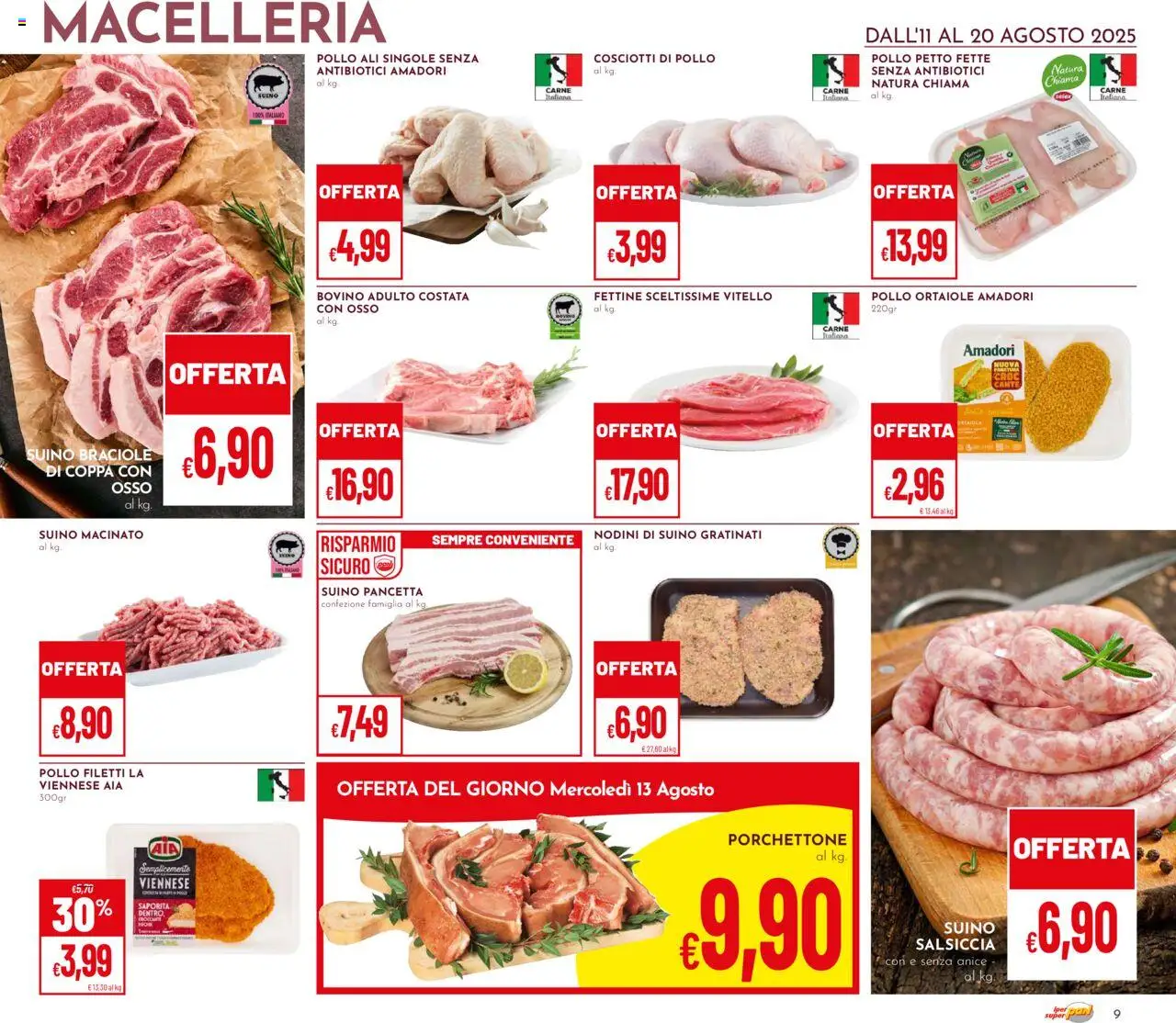 Volantino Pan del 11.08.2025 | Pagina: 9 | Prodotti: Bovino, Suino, Vitello, Macinato