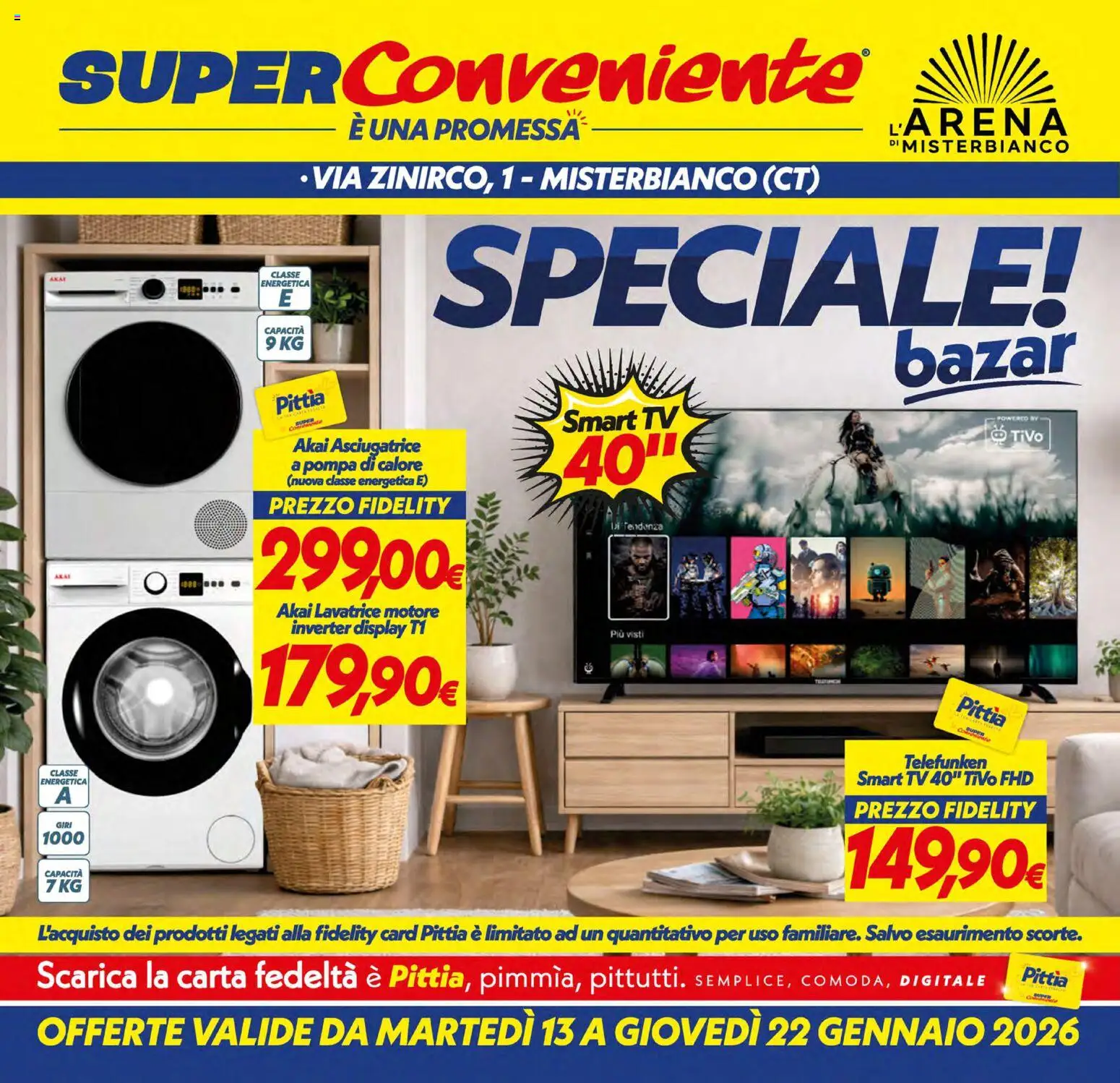 Volantino SuperConveniente del 13.01.2026 | Pagina: 26 | Prodotti: smart TV, Lavatrice, Asciugatrice, TV