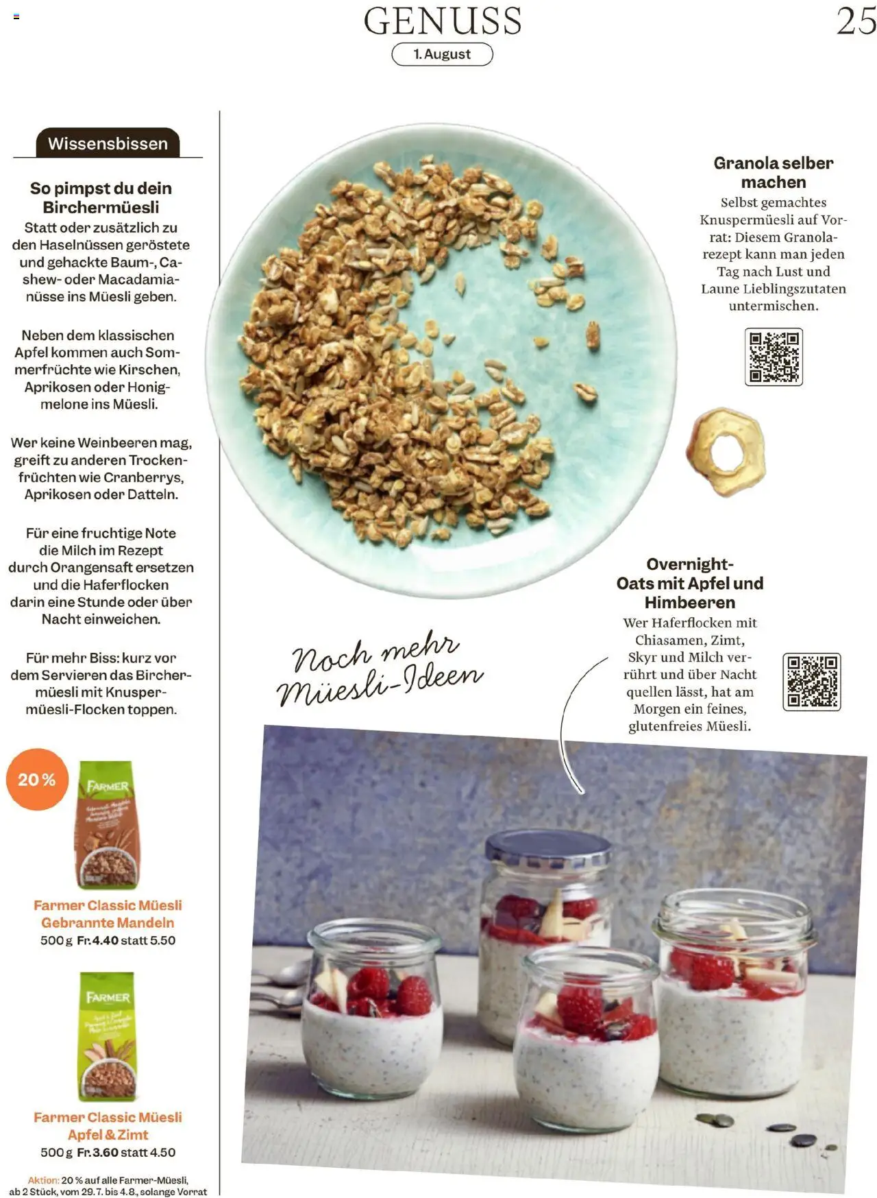 Migros - Magazin ab 28.07.2025 | Seite: 25 | Produkte: Orangensaft, Milch, Nüsse, Melone