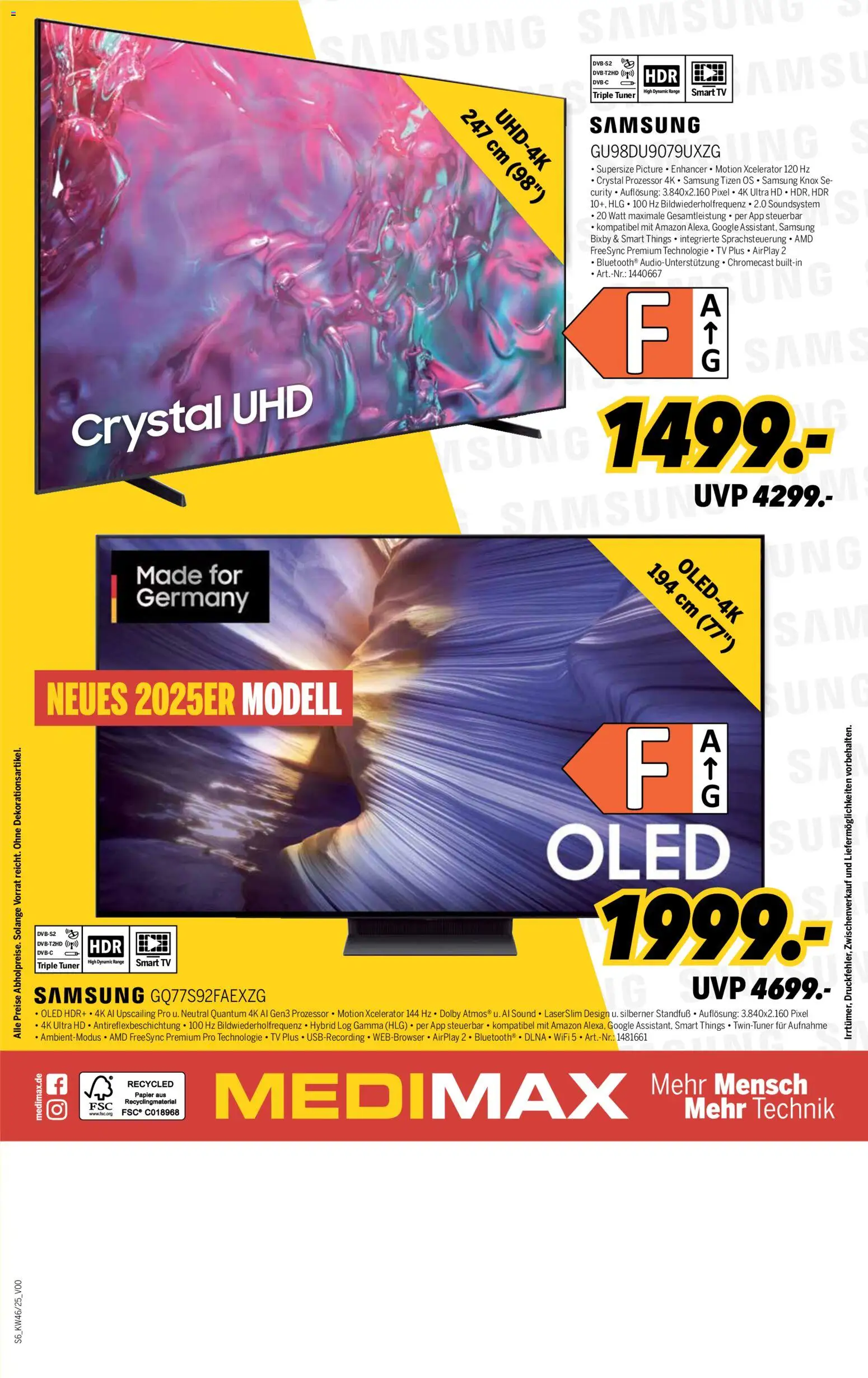Medimax Marken Tage – gültig ab 08.11.2025 | Seite: 6 | Produkte: Samsung, Smart TV, Soundsystem, TV