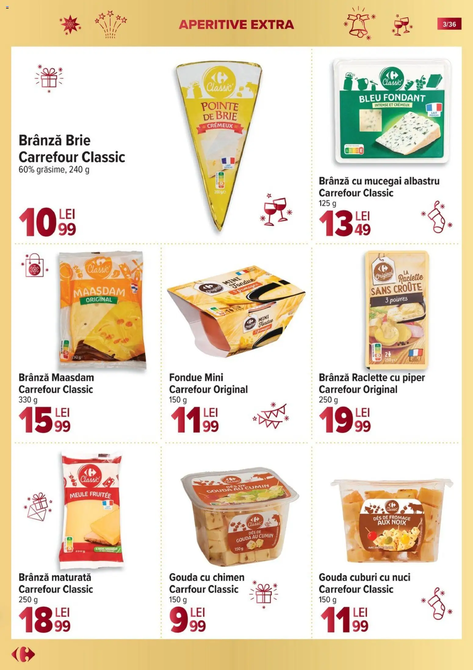 Noul catalog Carrefour – valabil de la 19.11.2025 | Pagină: 3 | Produse: Brânză, Brânză cu mucegai, Piper, Gouda