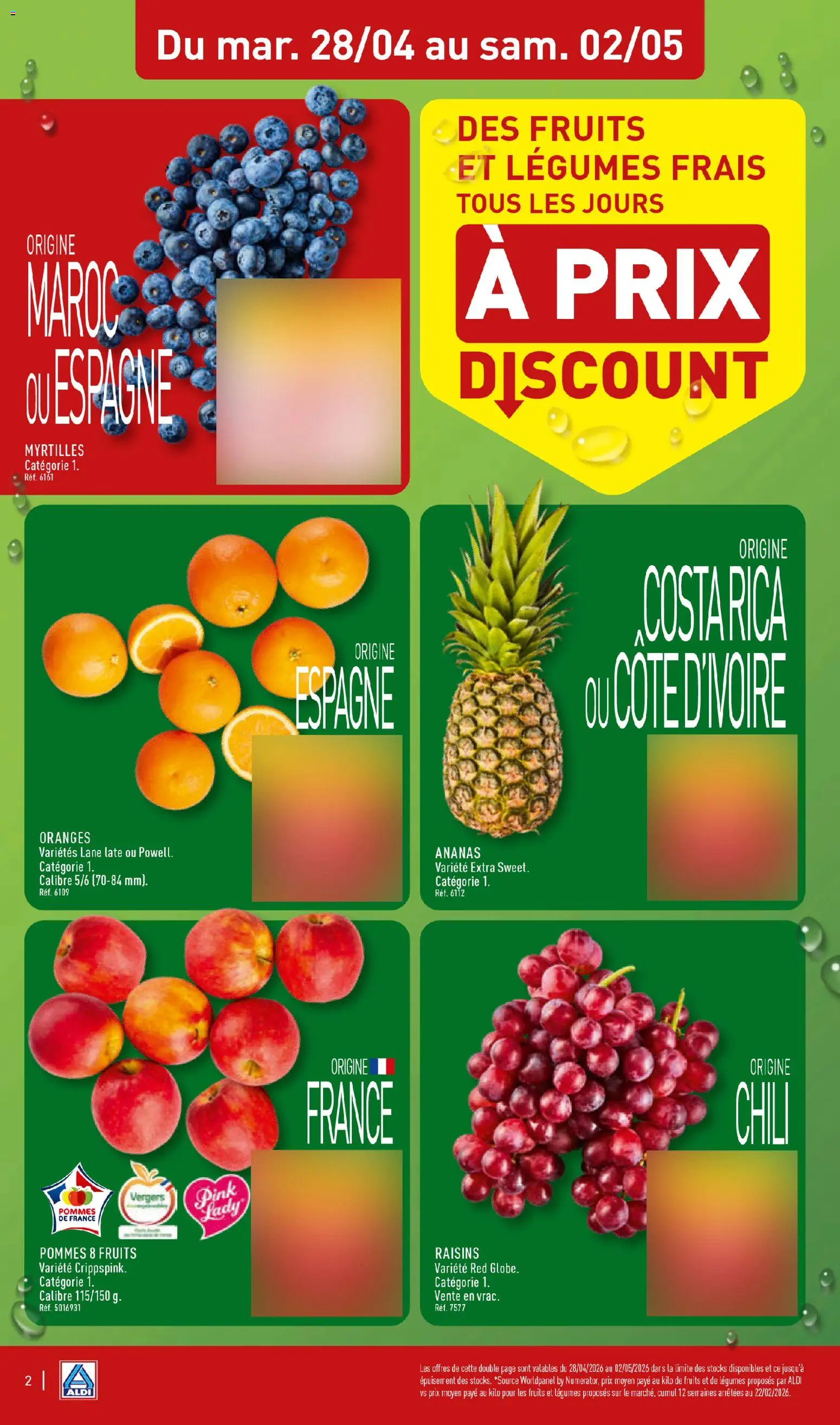 {H1} | Page: 4 | Produits: Myrtilles, Pommes, Oranges, Ananas