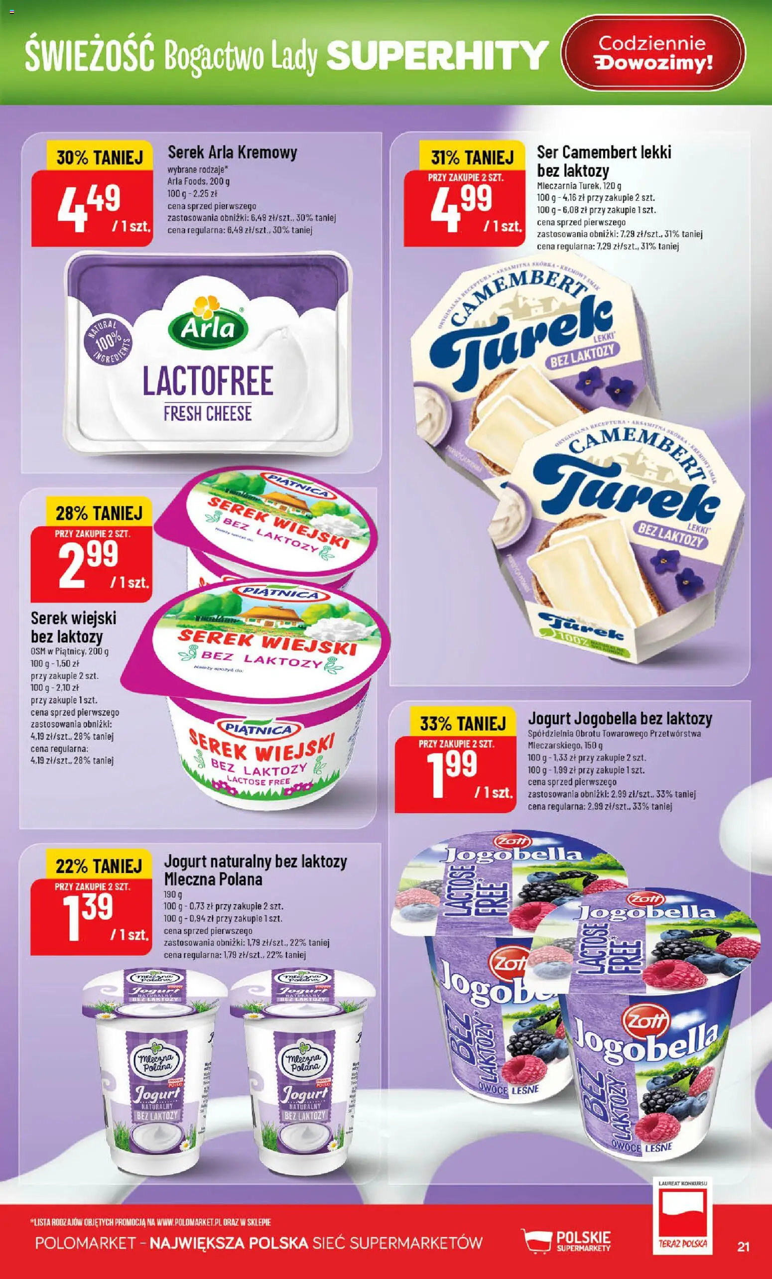POLOmarket Gazetka od 25.02.2026 | Strona: 21 | Produkty: Bez laktozy, Serek, Serek wiejski, Ser