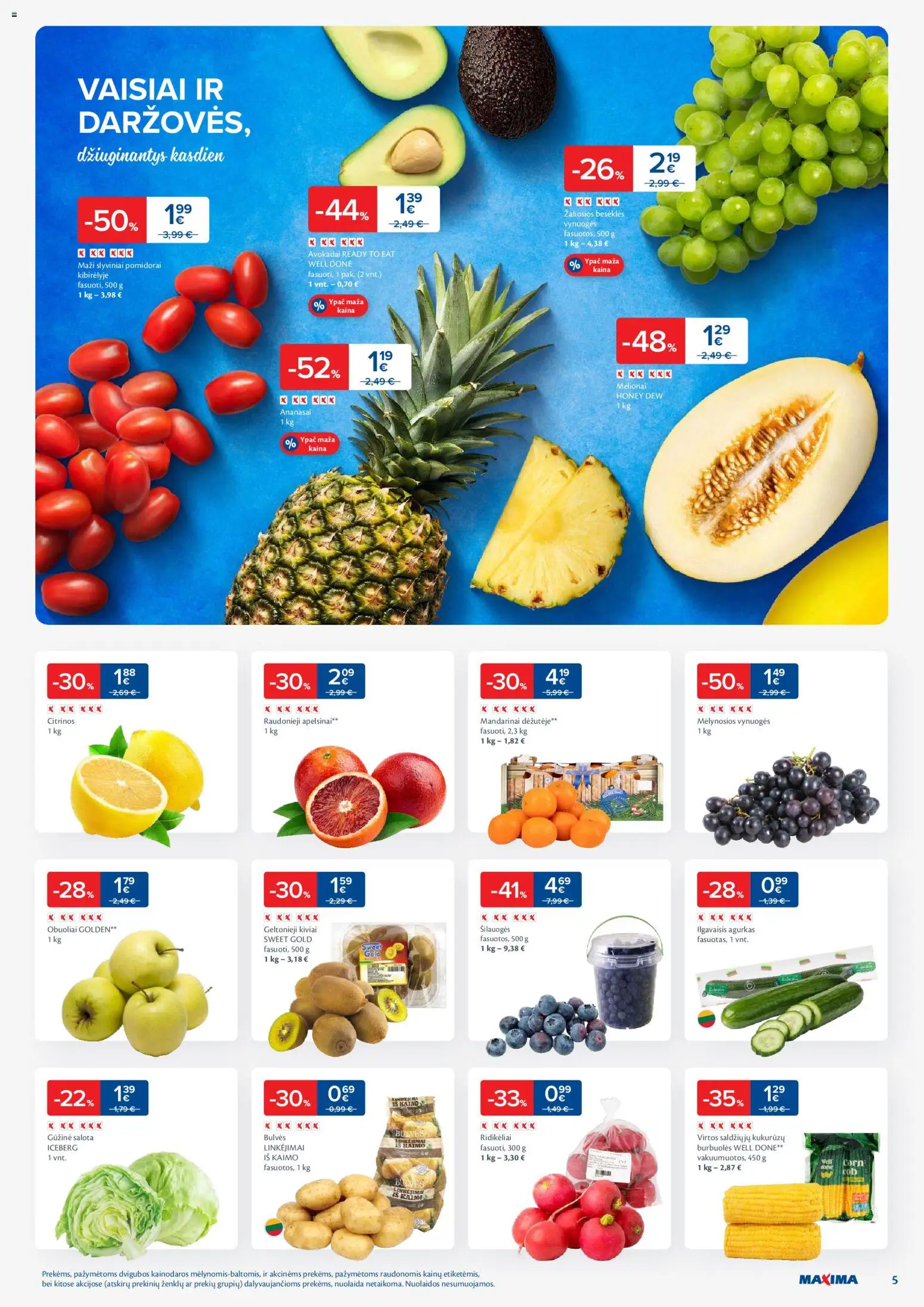 MAXIMA akcijos nuo 29.12.2025 | Puslapis: 5 | Prekių: Agurkas, Salota, Bulvės, Vynuogės